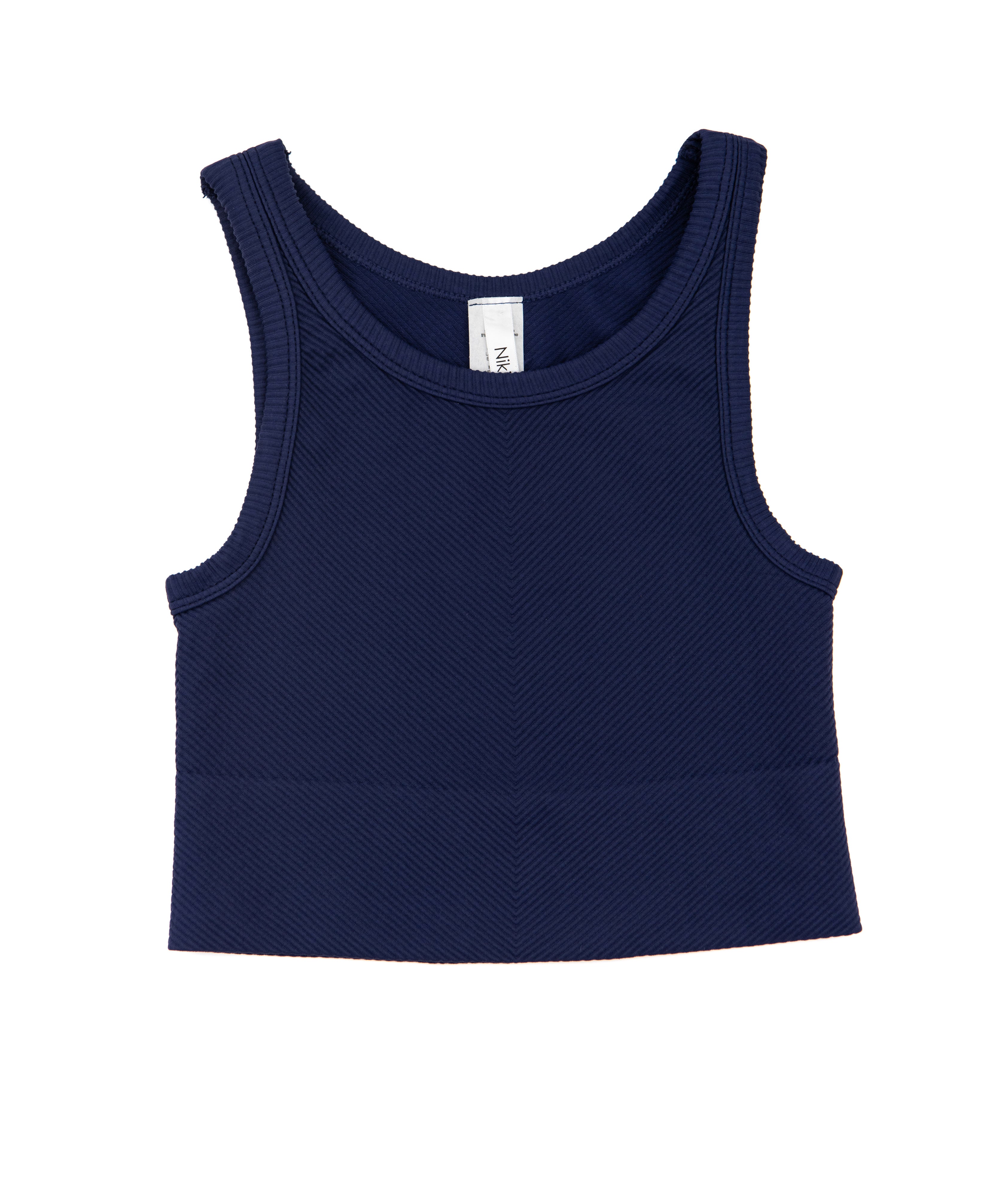 Sawyer Chevron Highneck Crop Top Women Womens Casual Tops Niki Biki Juniors/Women One Size Navy