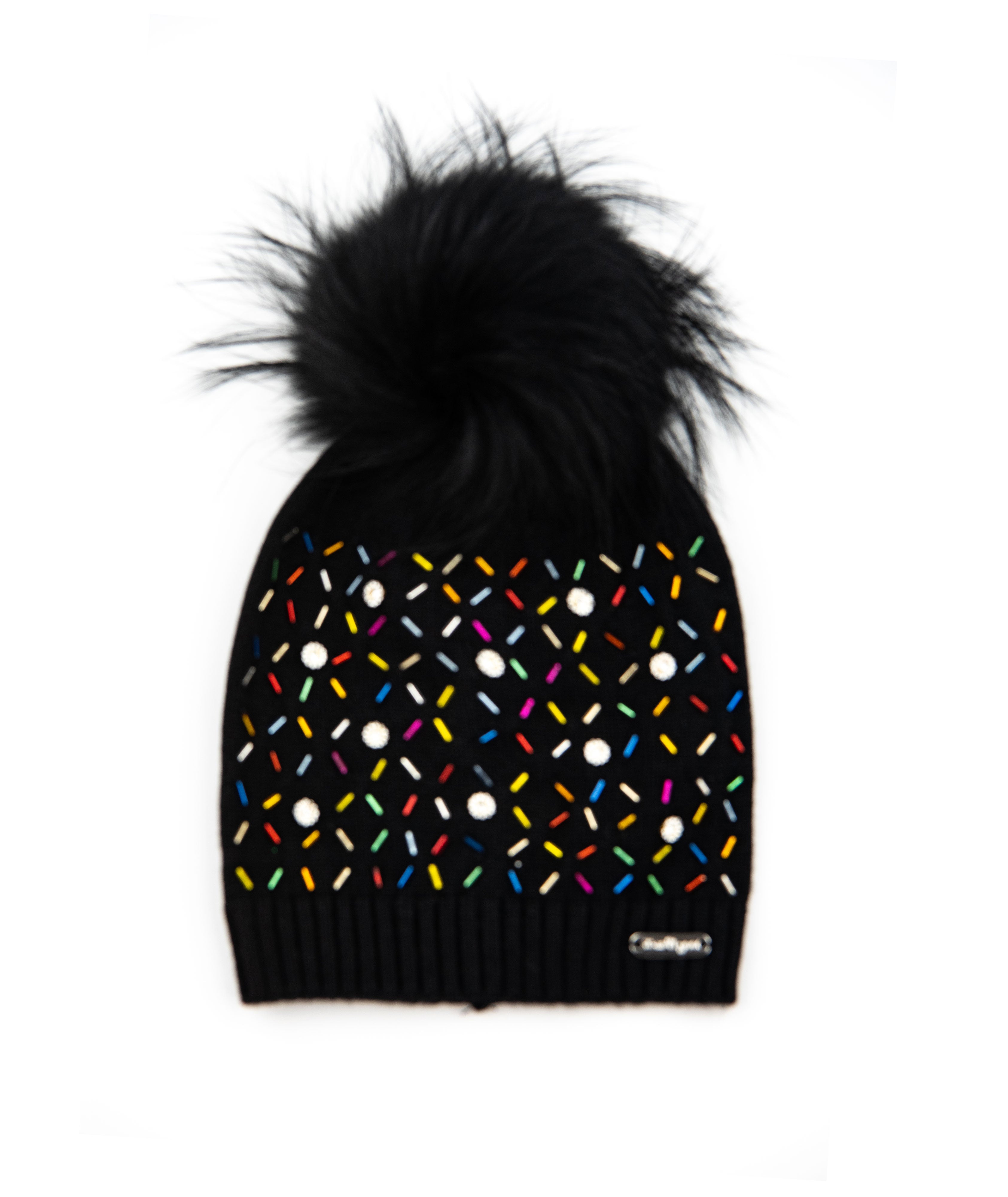 Bari Lynn Sprinkle Winter Hat Distressed/seasonal accessories Bari Lynn Black One Size Fits Most (Y/7-Y/14)