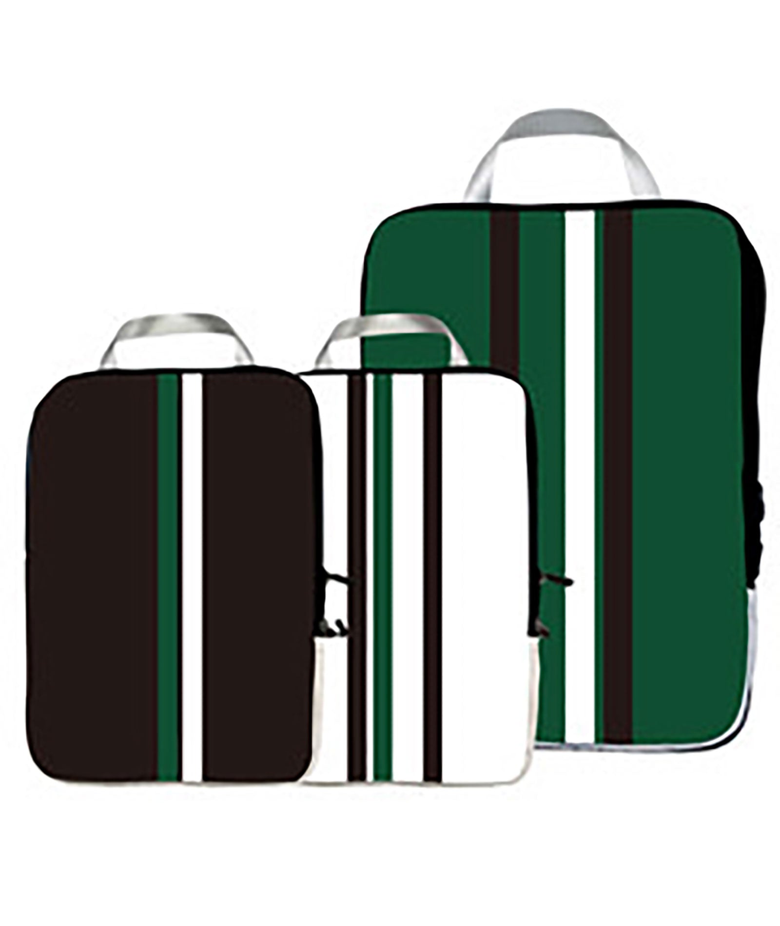 Set of 3 Packing Cubes - Green, White and Black Stripe Accessories Keep It Striped