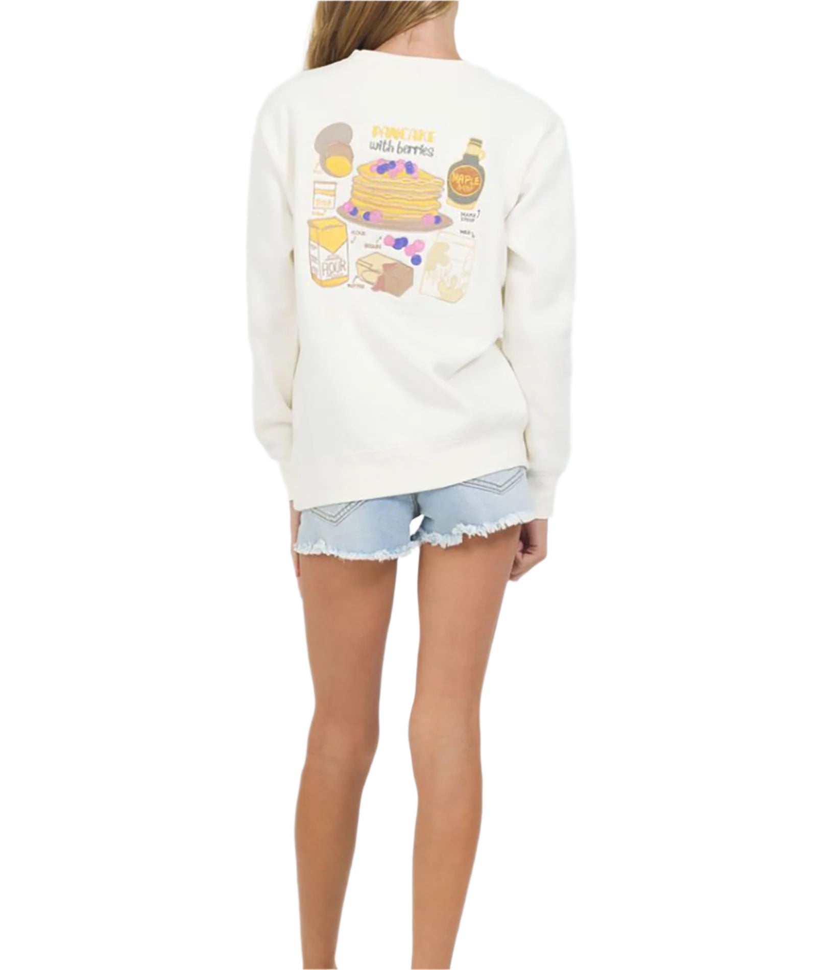 Yummi Pancakes Crew Sweatshirt Girls Girls Casual Tops Vintage Havana