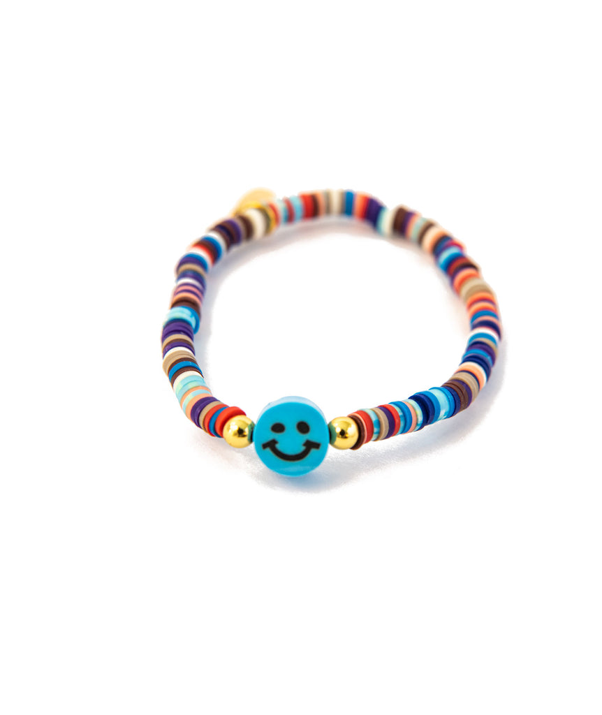 Zomi Happy Face Disc Stretch Bracelet Jewelry - Young Zomi Gems Blue  