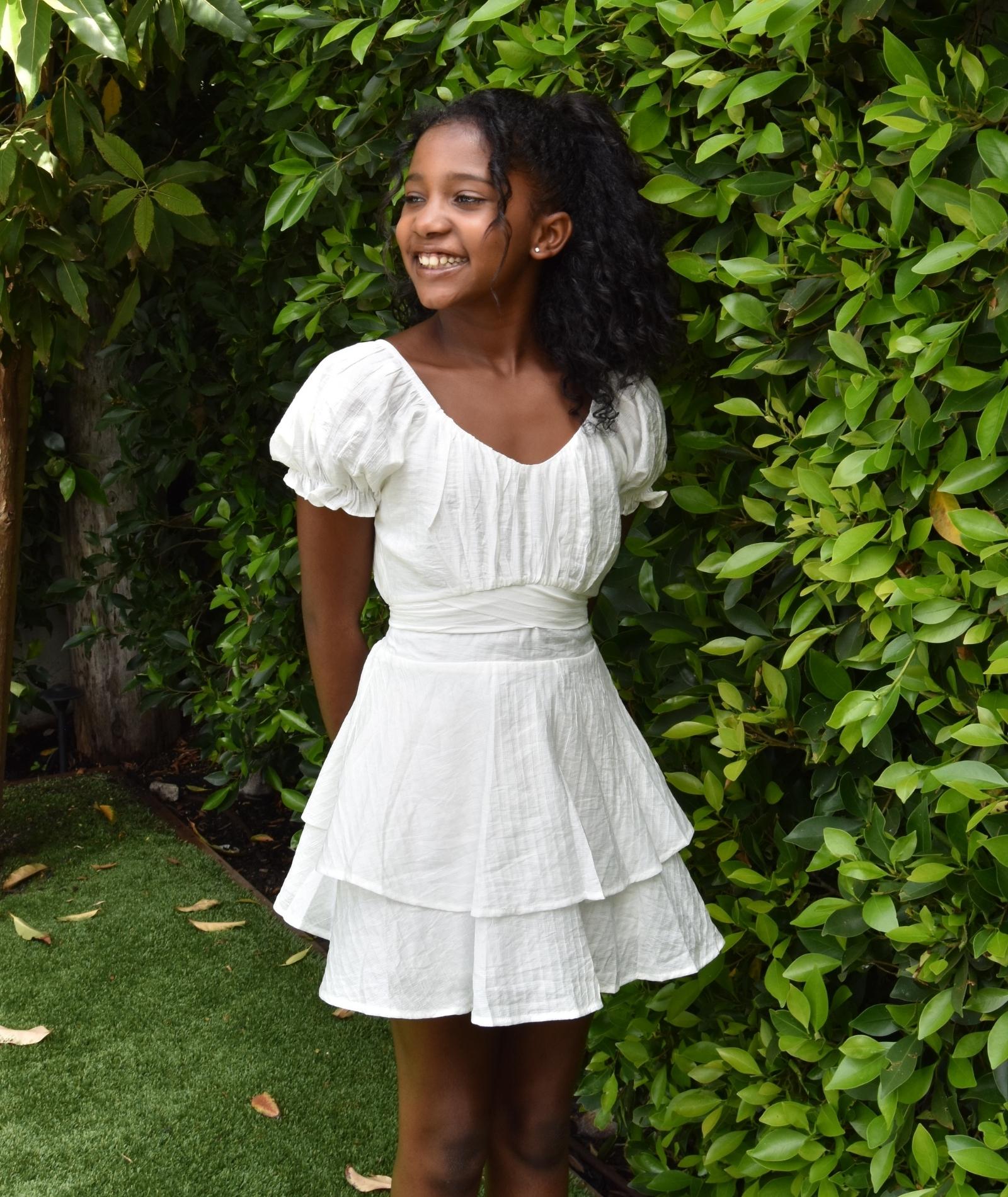 Katie J NYC Girls Delilah Dress Girls Casual Dresses Katie J NYC White Y/S (7/8)