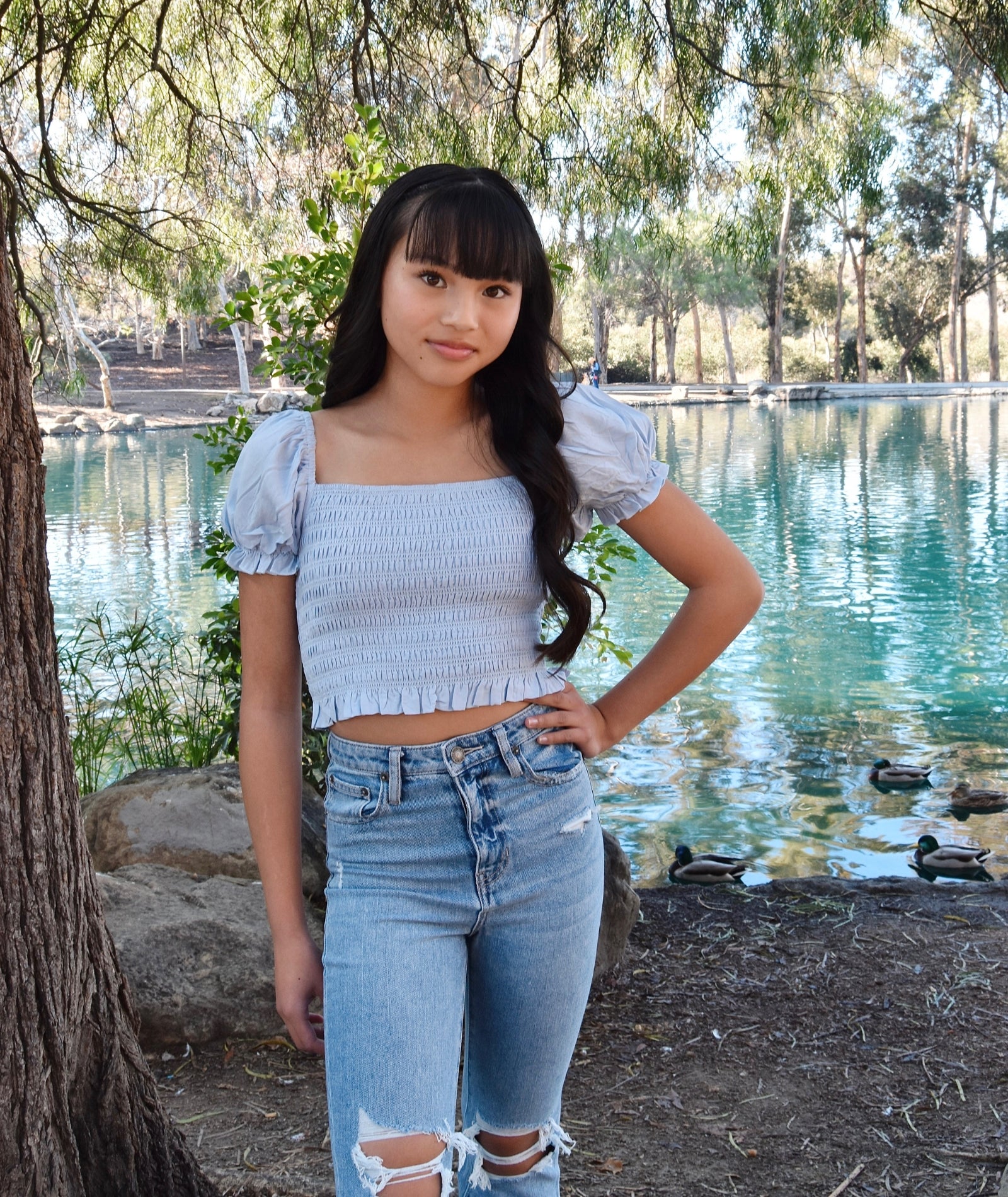 Katie J NYC Girls Marlee Top Girls Casual Tops Katie J NYC Blue Y/S (7/8)