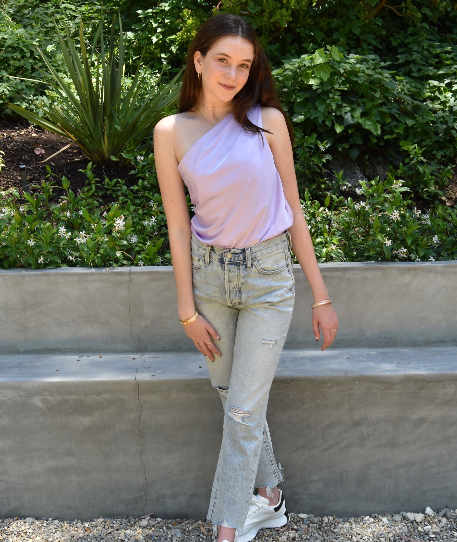 8apart Women Lilac Dolly One Shoulder Bodysuit Distressed/seasonal womens 8apart