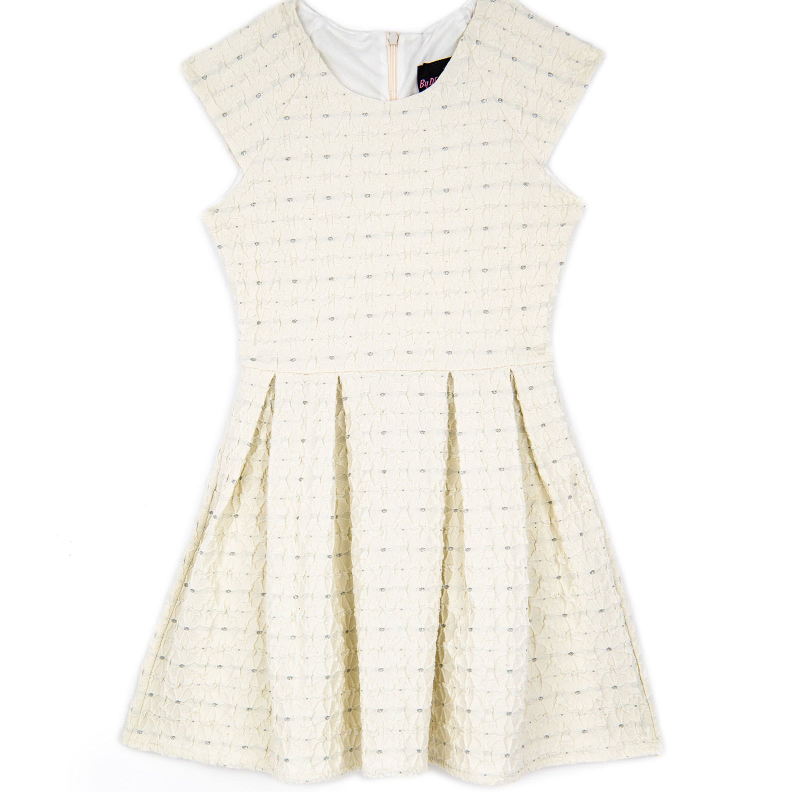 By Debra Girls Ali Ivory Rose Cap Sleeve Box Pleat Dress Girls Special Dresses By Debra Ivory Y/XS (6X)