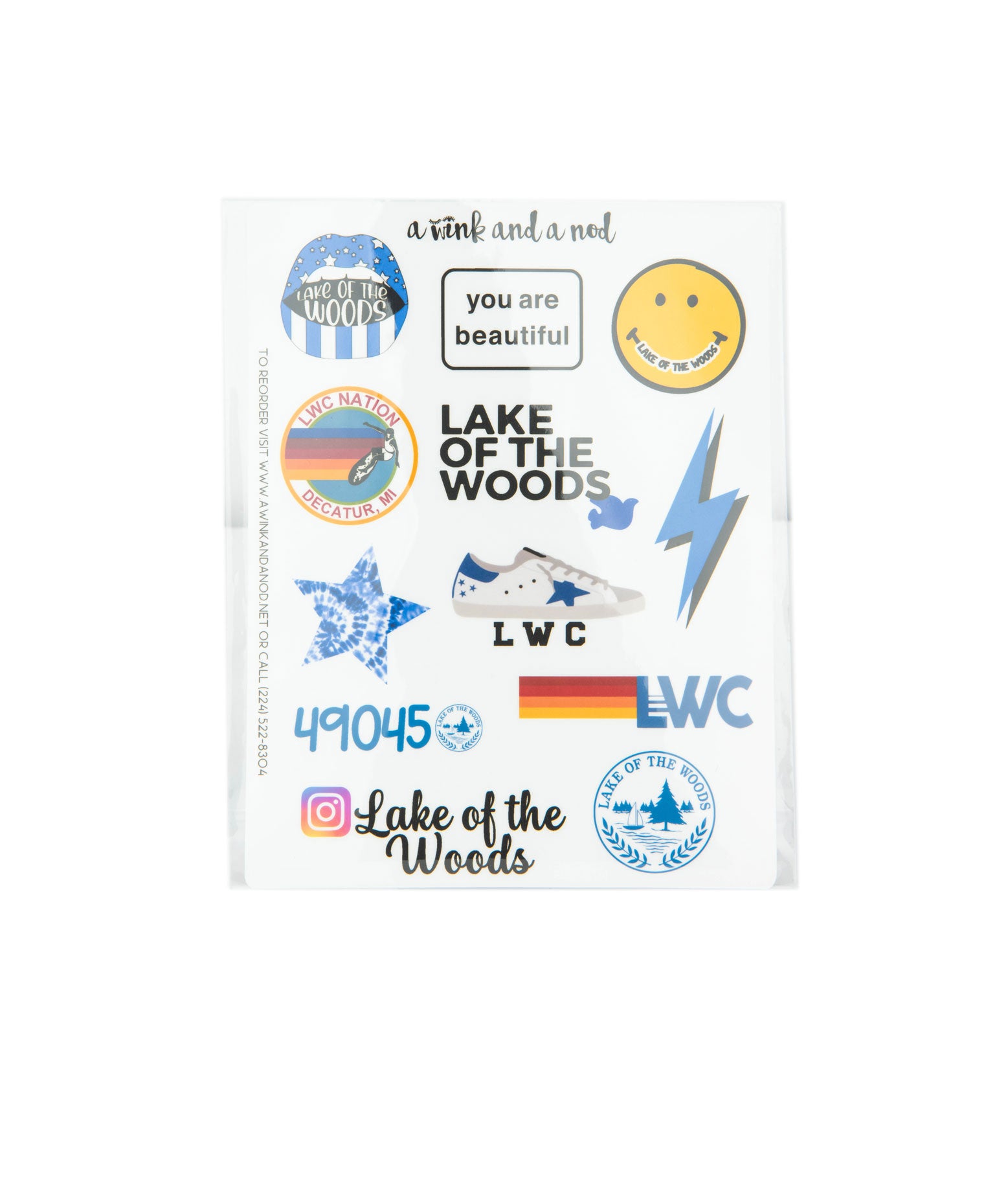 A Wink and a Nod Vinyl Sticker Set of 12 Distressed/seasonal gifts A Wink and a Nod Multi Lake of the Woods