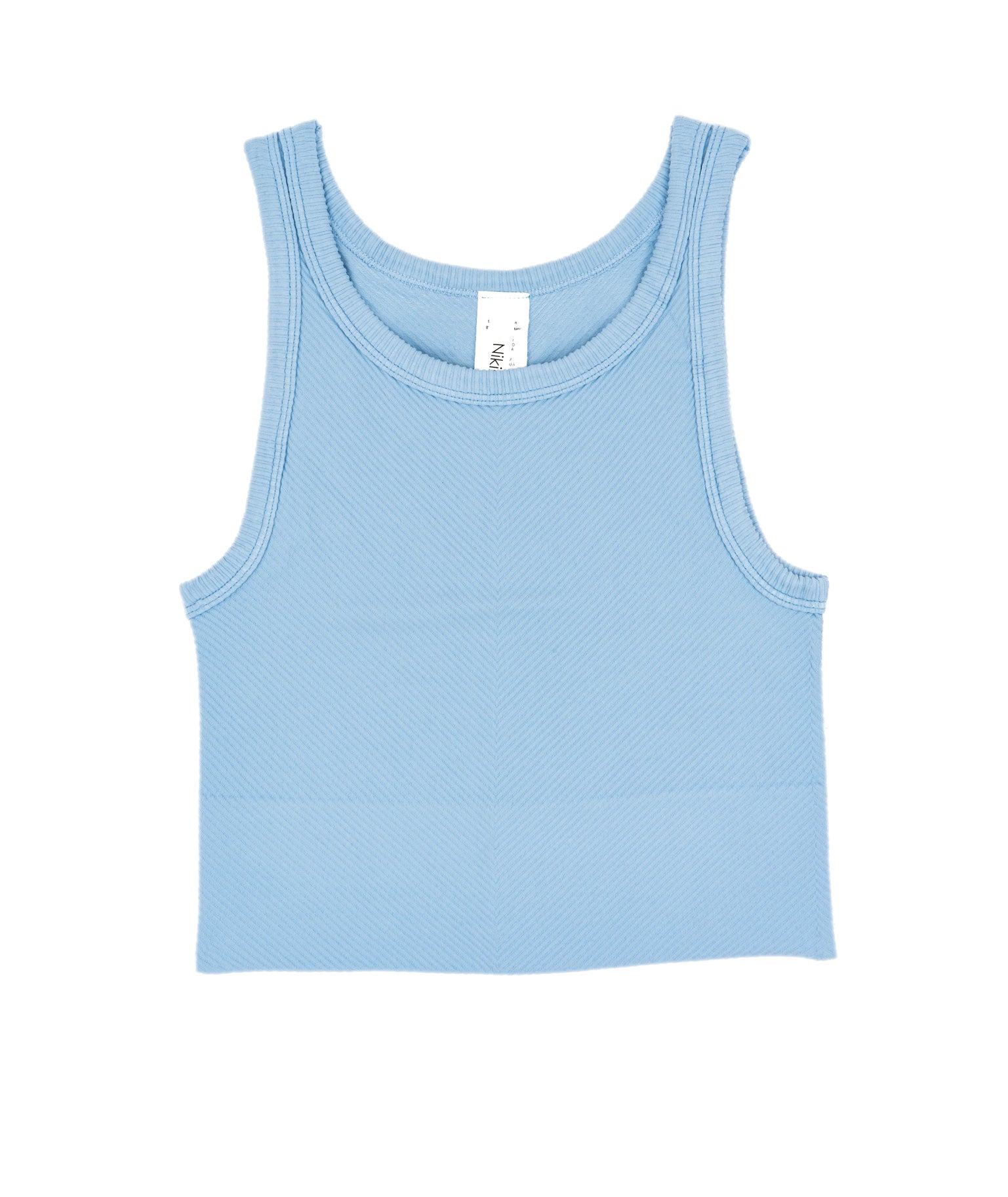 Sawyer Chevron Highneck Crop Top Women Womens Casual Tops Niki Biki Juniors/Women One Size Light Blue