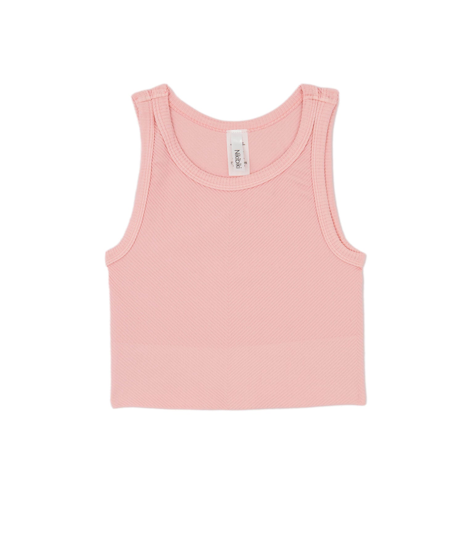 Sawyer Chevron Highneck Crop Top Women Womens Casual Tops Niki Biki Juniors/Women One Size Light Pink