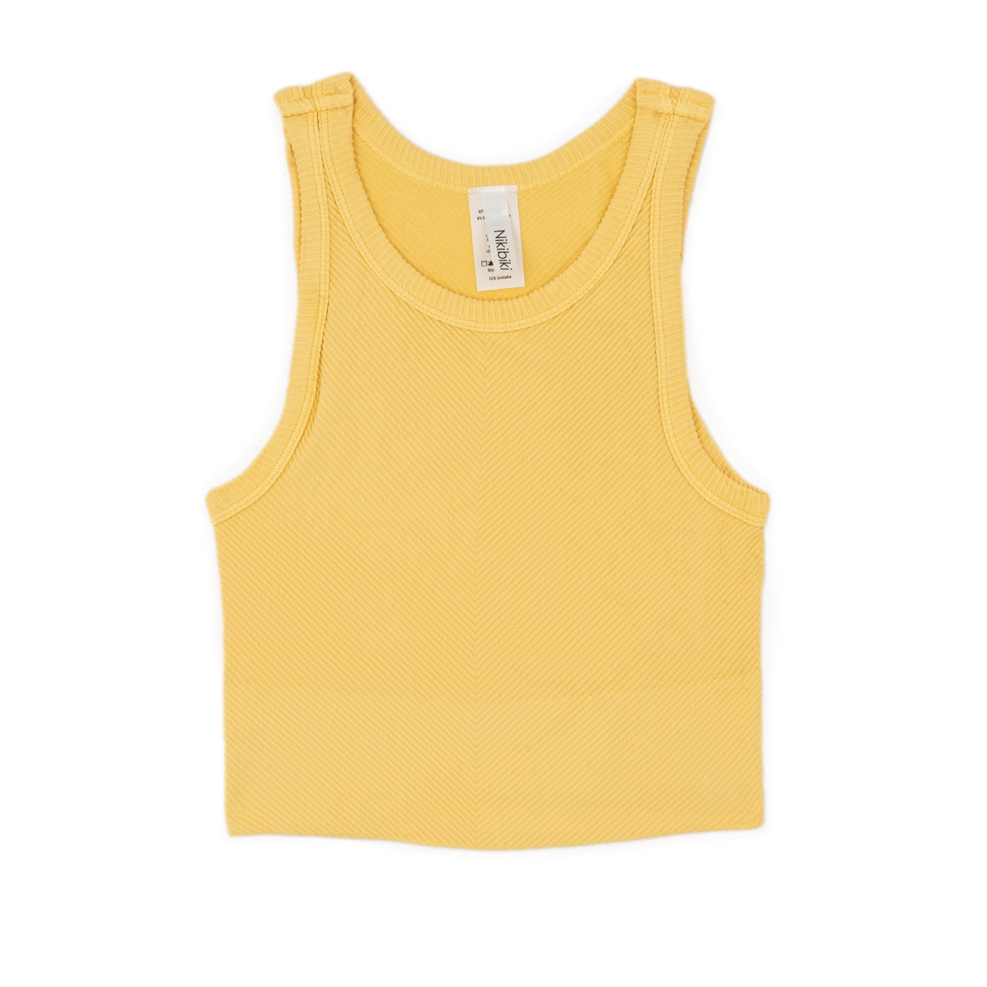 Sawyer Chevron Highneck Crop Top Women Womens Casual Tops Niki Biki Juniors/Women One Size Yellow