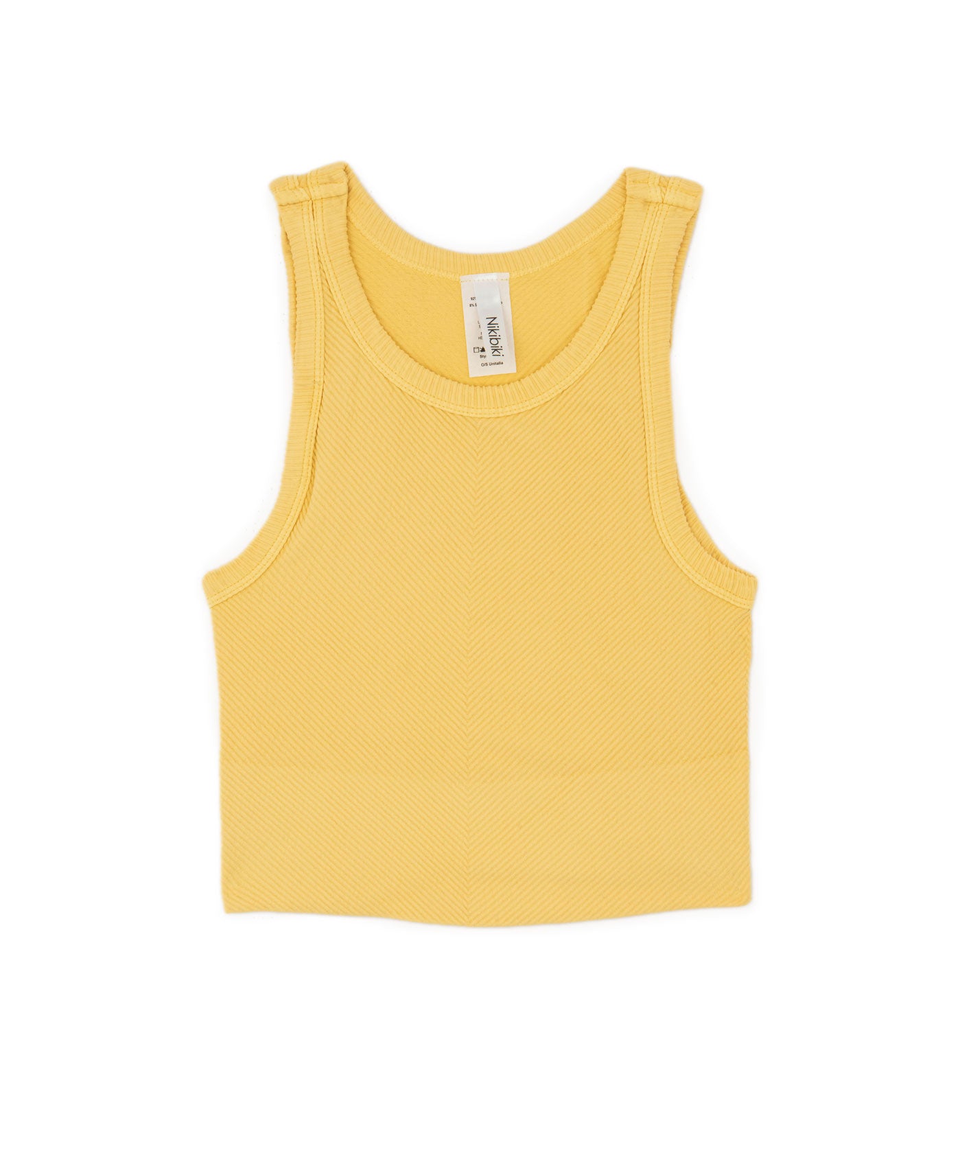 Sawyer Chevron Highneck Crop Top Women Womens Casual Tops Niki Biki Juniors/Women One Size Yellow