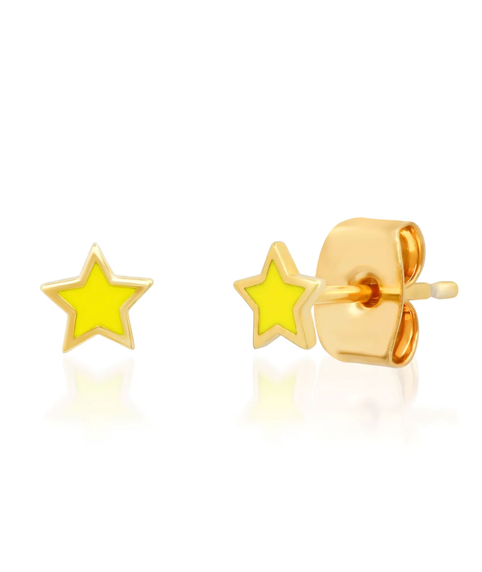 TAI Enamel Yellow Star Studs Jewelry - Trend TAI Gold