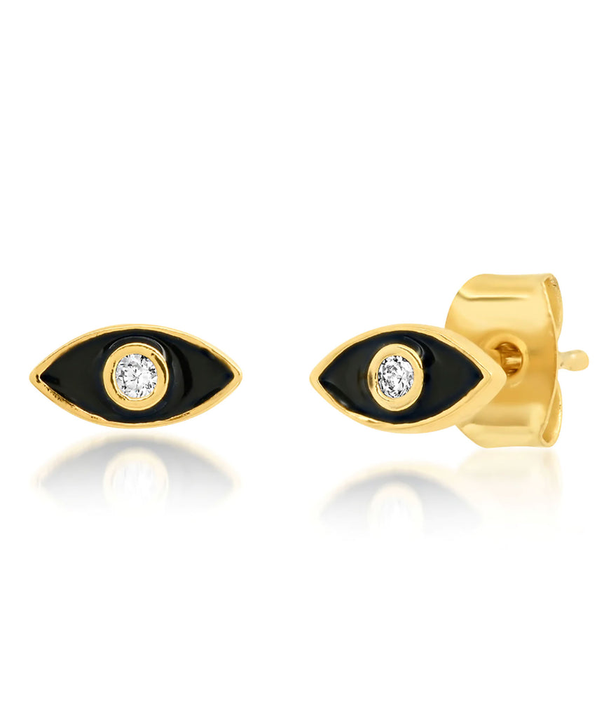 TAI Enamel Evil Eye Studs Jewelry - Trend TAI Black  
