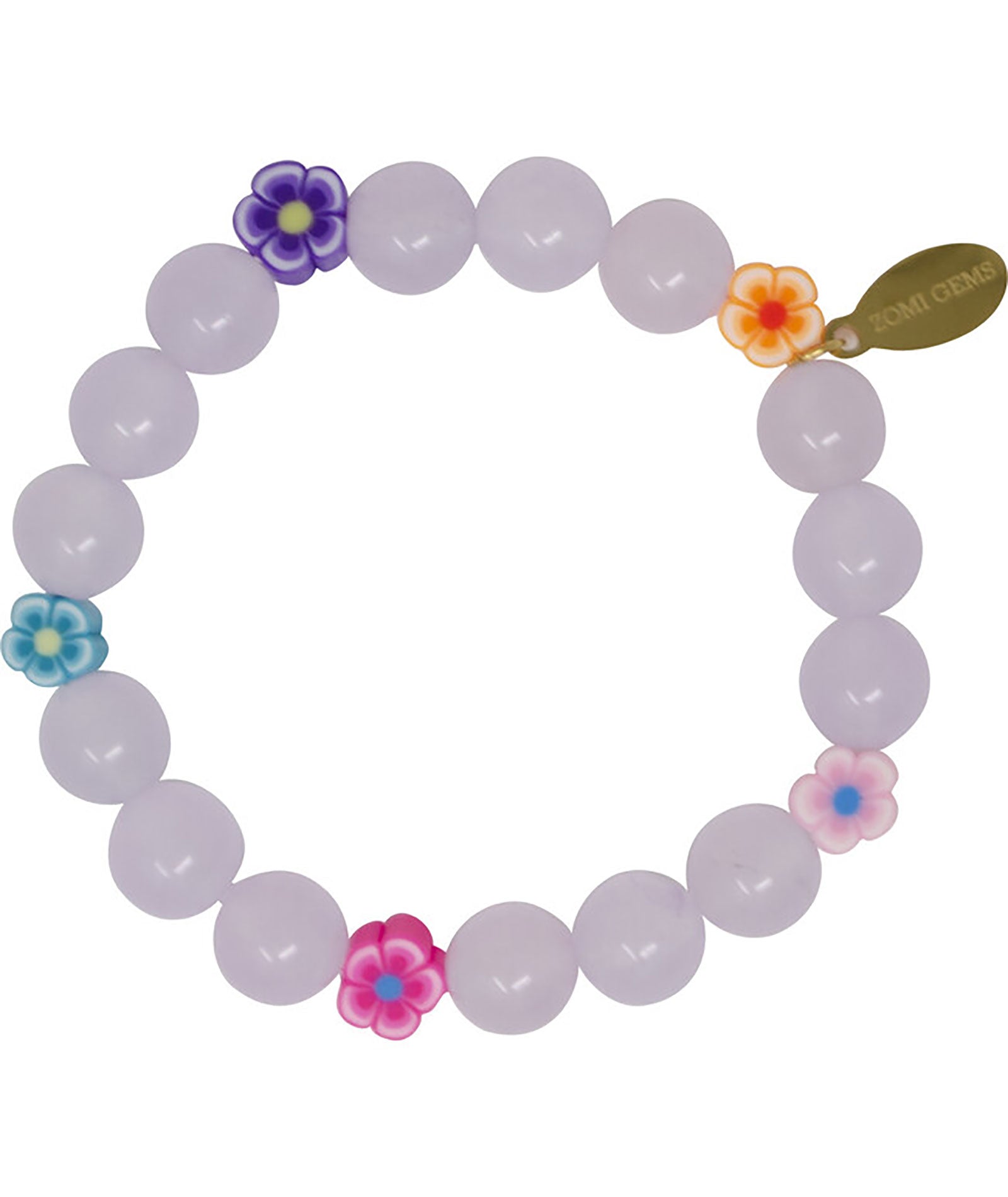 Zomi Flower Bead Stretch Bracelet Jewelry - Young Zomi Gems White