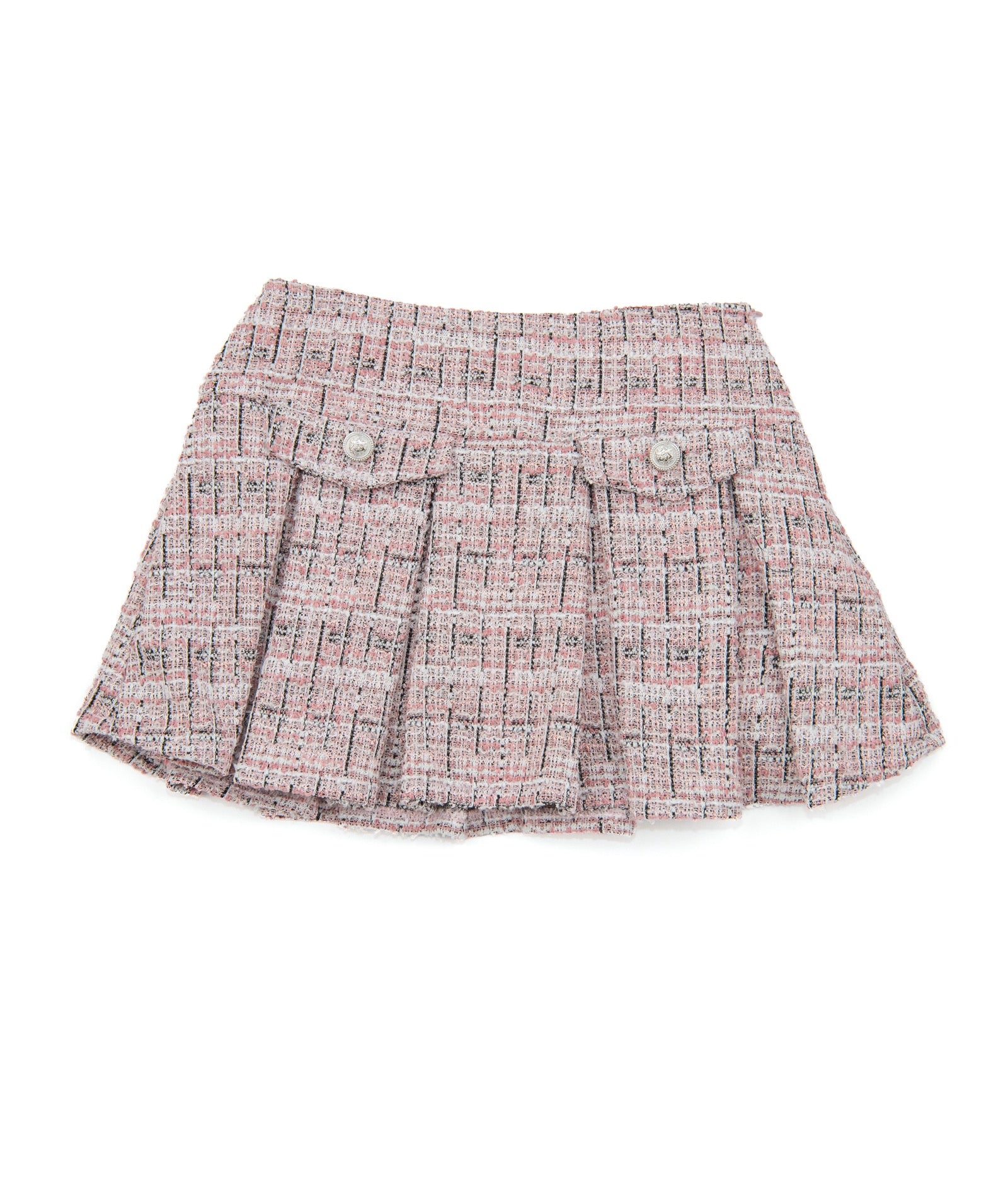 FBZ Girls Lennie Pink Tweed Silver Buttons Skirt Girls Casual Bottoms FBZ Flowers By Zoe Pink Y/XS (6X)