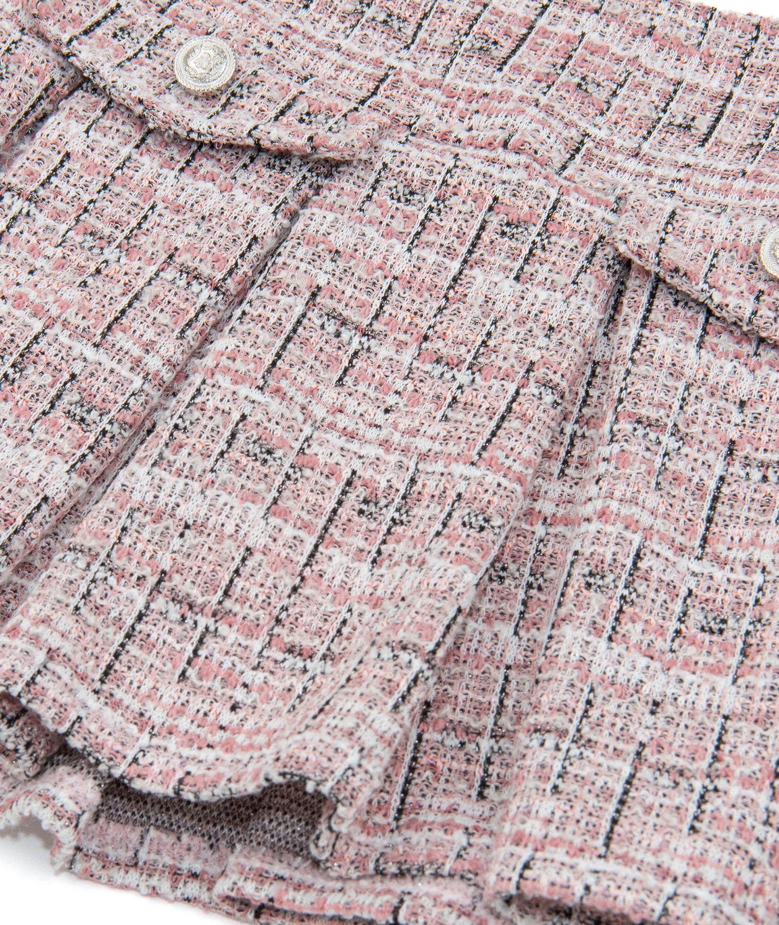 FBZ Girls Lennie Pink Tweed Silver Buttons Skirt Girls Casual Bottoms FBZ Flowers By Zoe