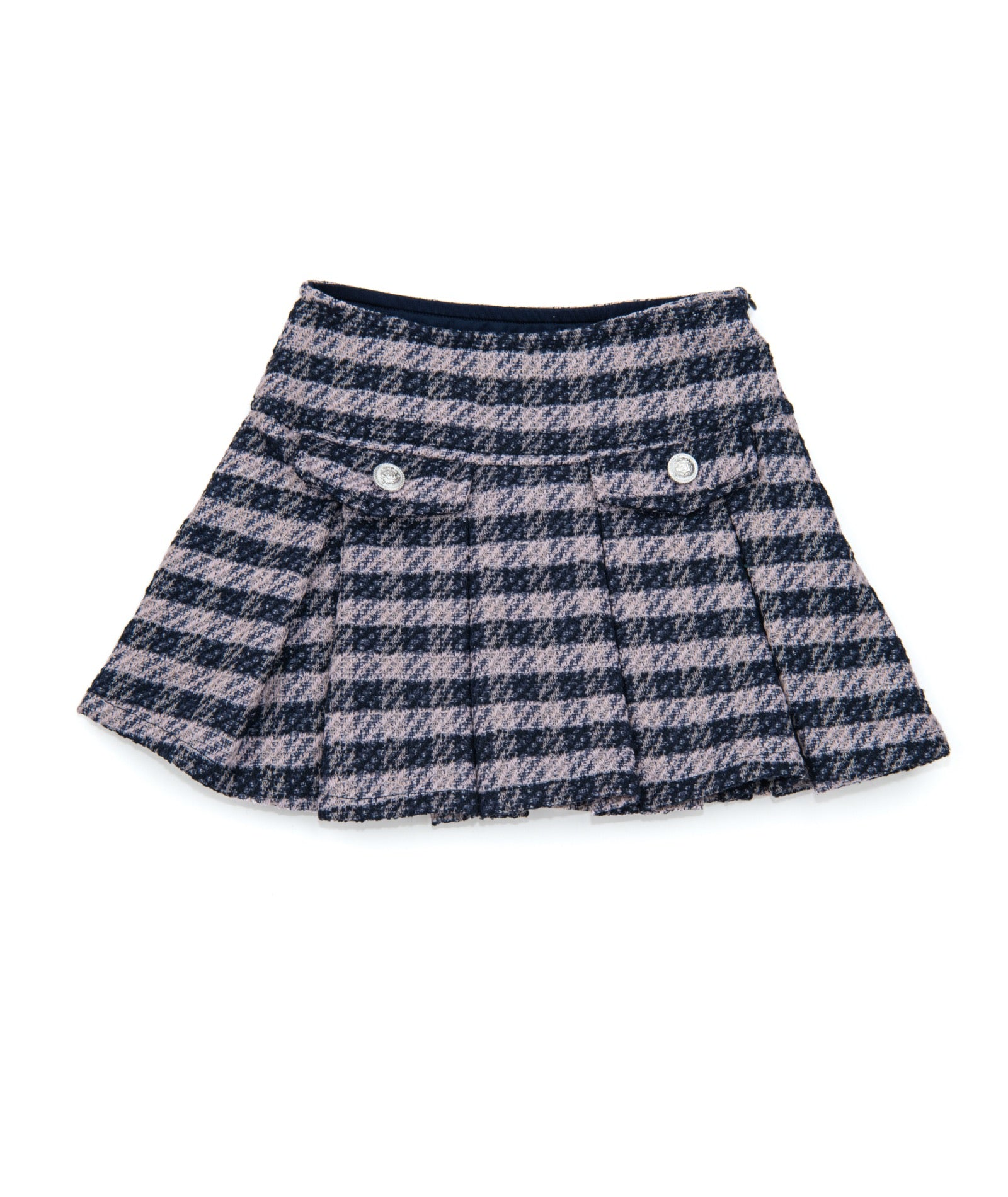 FBZ Girls Freddie Blue Houndstooth Tweed Skort Girls Casual Bottoms FBZ Flowers By Zoe Multi Y/S (7/8)