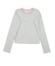 FBZ Girls Weslie Long Sleeve Rib Tee With Pink Lace Girls Casual Tops FBZ Flowers By Zoe Grey Y/XS (6X)