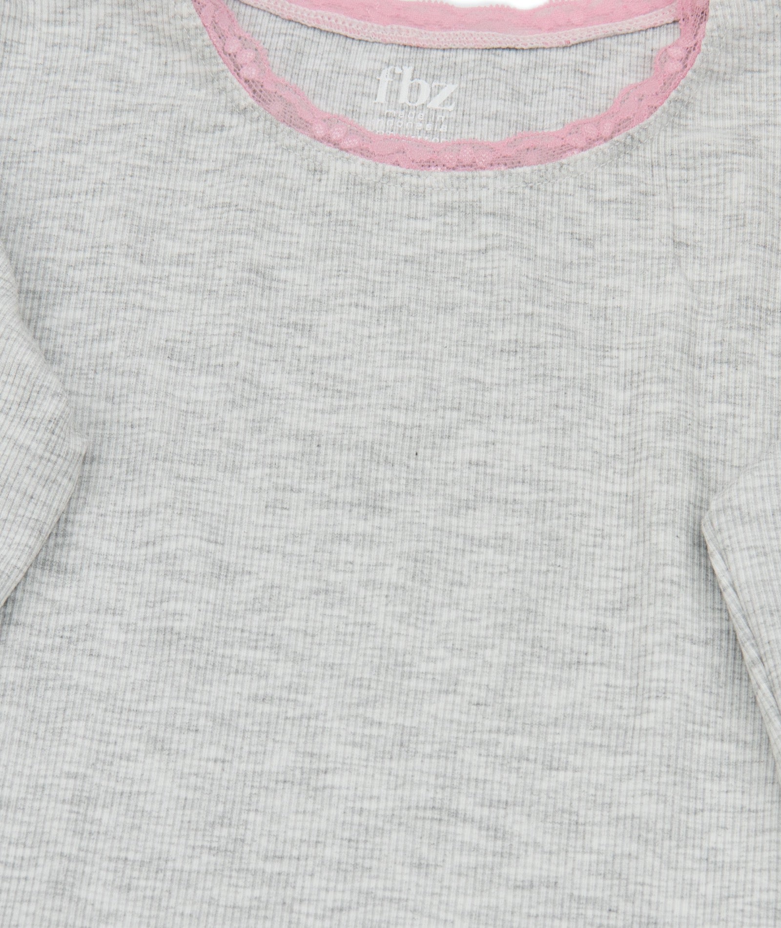 FBZ Girls Weslie Long Sleeve Rib Tee With Pink Lace Girls Casual Tops FBZ Flowers By Zoe