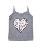 Firehouse Girls Bandana Heart Cami Girls Casual Tops Firehouse Heather Grey Y/4