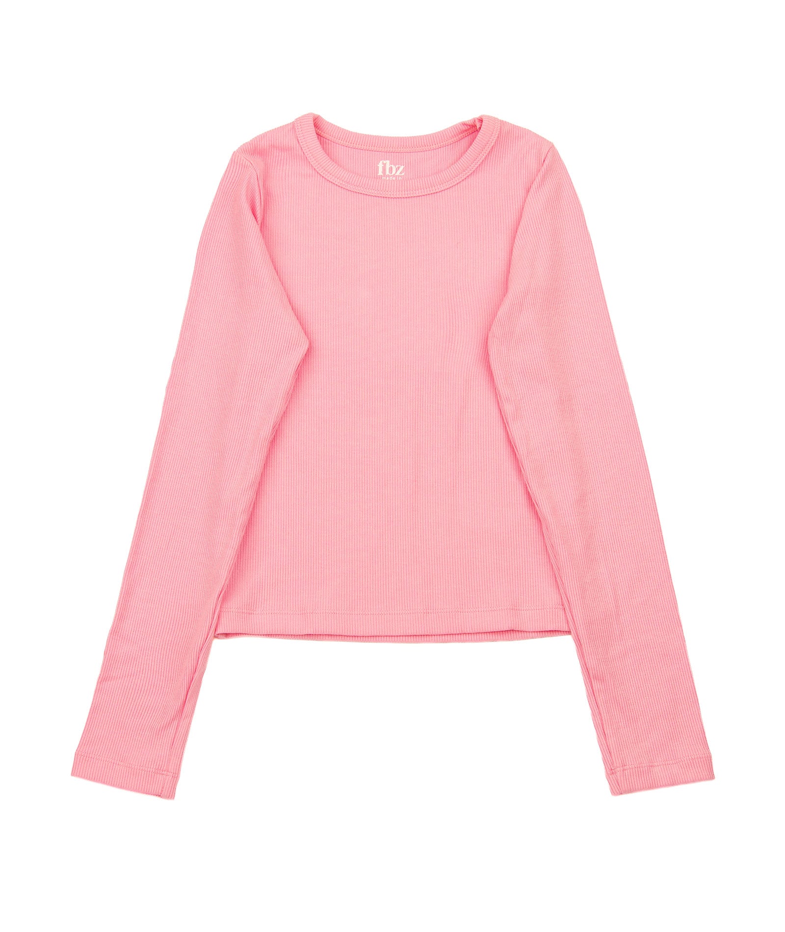 FBZ Girls Whitt Long Sleeve Rib Tee Girls Casual Tops FBZ Flowers By Zoe Pink Y/S (7/8)