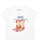 Katie J NYC Girls Girly Boots Boxy Baby Tee Girls Casual Tops Katie J NYC White Y/S (7/8)