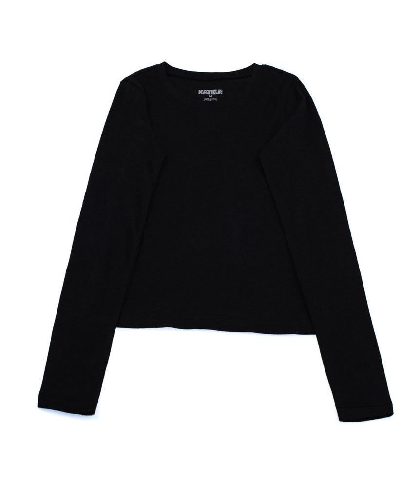 Katie J NYC Girls Grateful Long Sleeve Tee Girls Casual Tops Katie J NYC Black Y/S (7/8) 