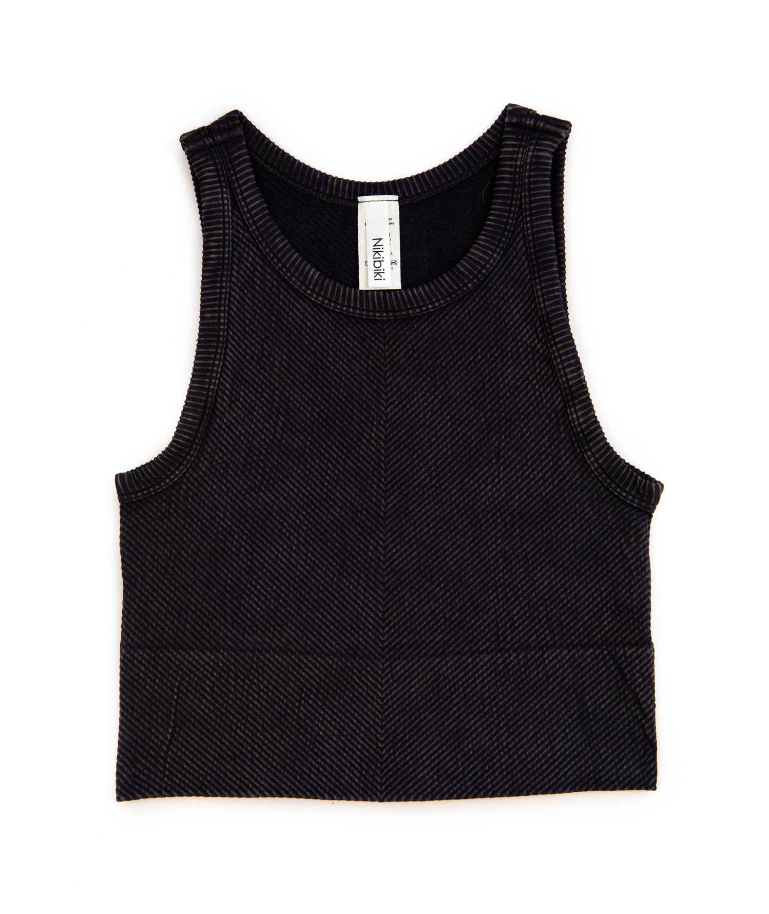 Sawyer Chevron Highneck Crop Top Women 2 Distressed/seasonal womens Niki Biki Juniors/Women One Size Black