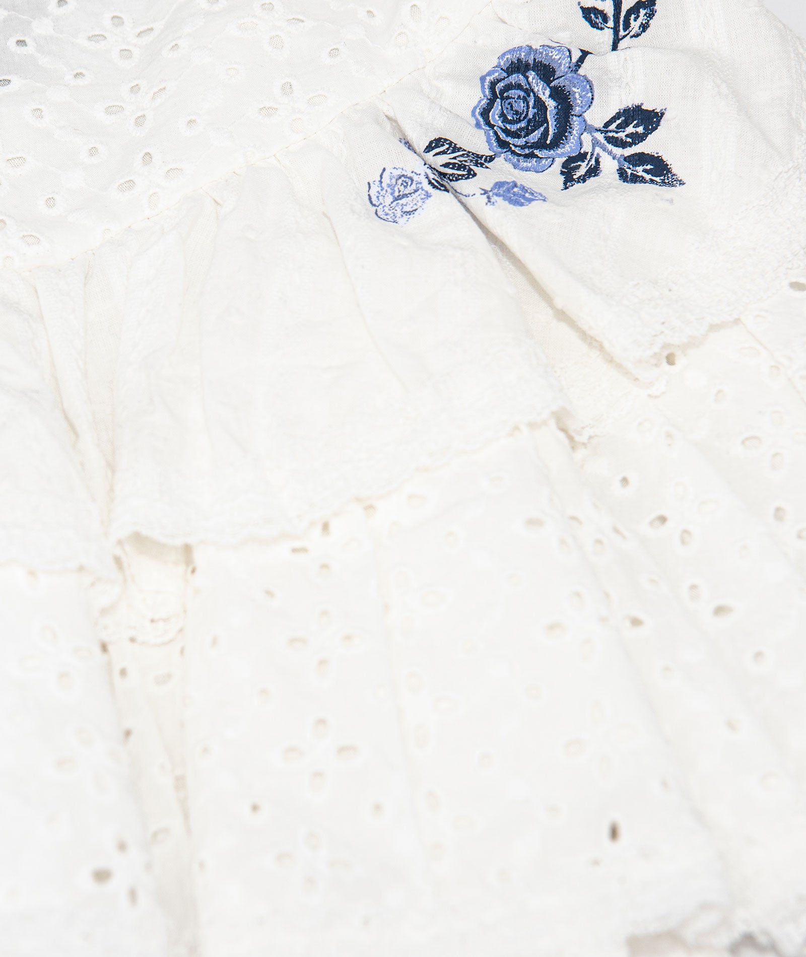 FBZ Girls Allie Blue Eyelet Floral Skirt Girls Casual Bottoms FBZ Flowers By Zoe