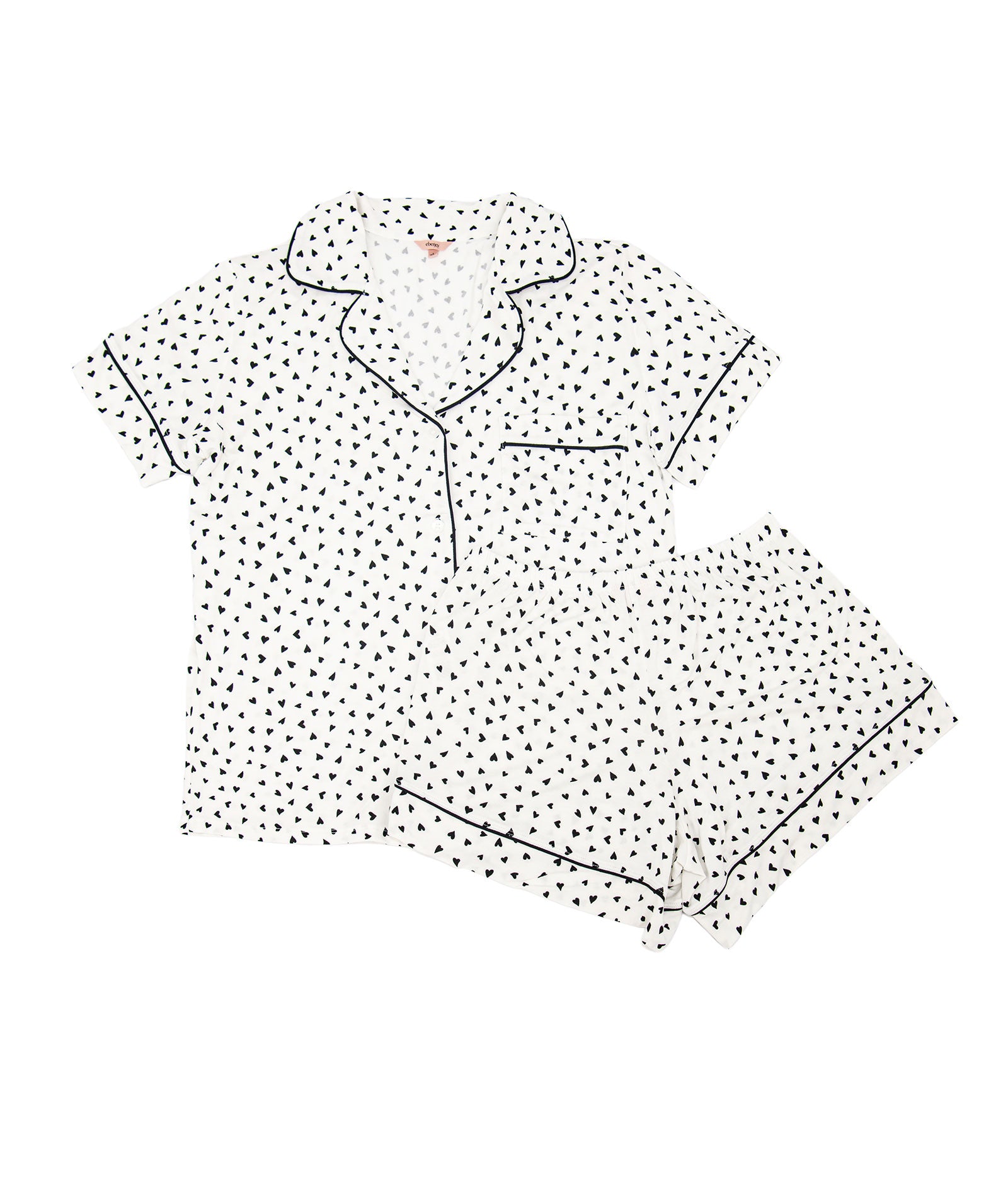 Eberjey Women Gisele Printed Relaxed Short PJ Set Heart to Heart Black Accessories Eberjey