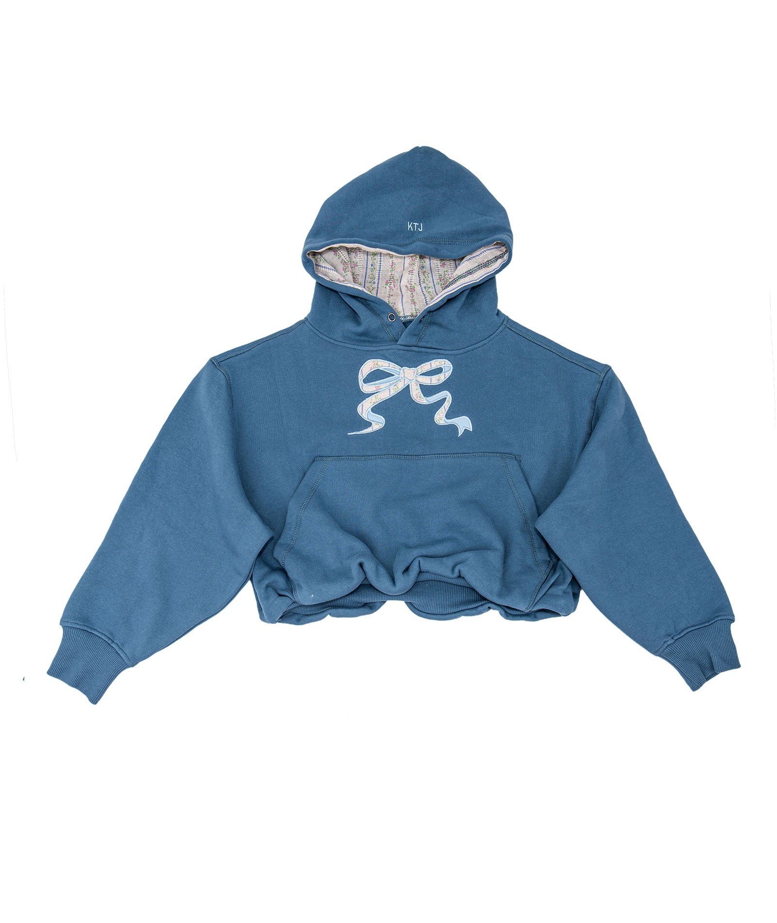 Katie J NYC Girls Denim Vintage Floral Ryan Bubble Hoodie Girls Casual Tops Katie J NYC Floral Y/S (7/8)