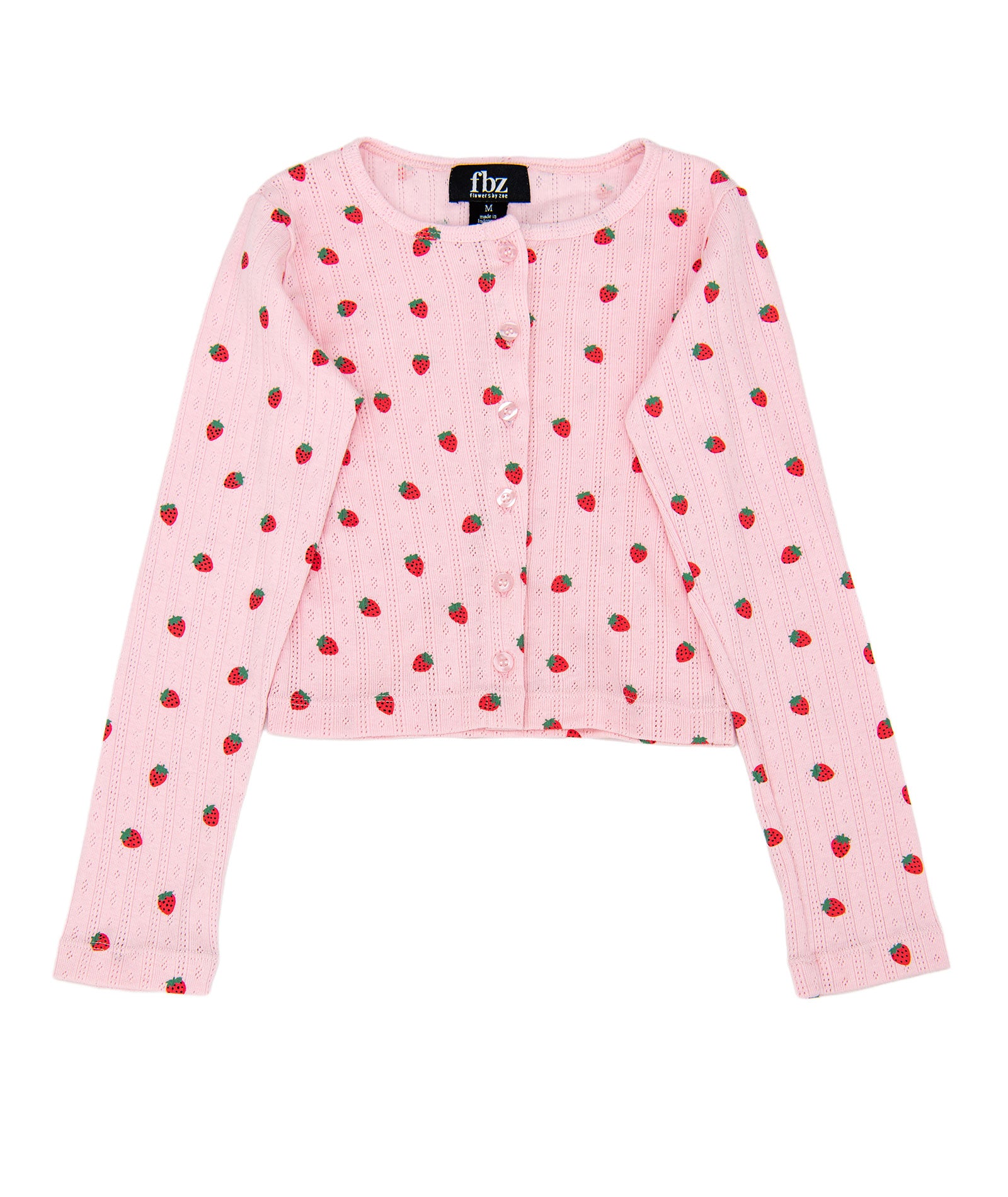 FBZ Girls Strawberry Pointelle Cardigan