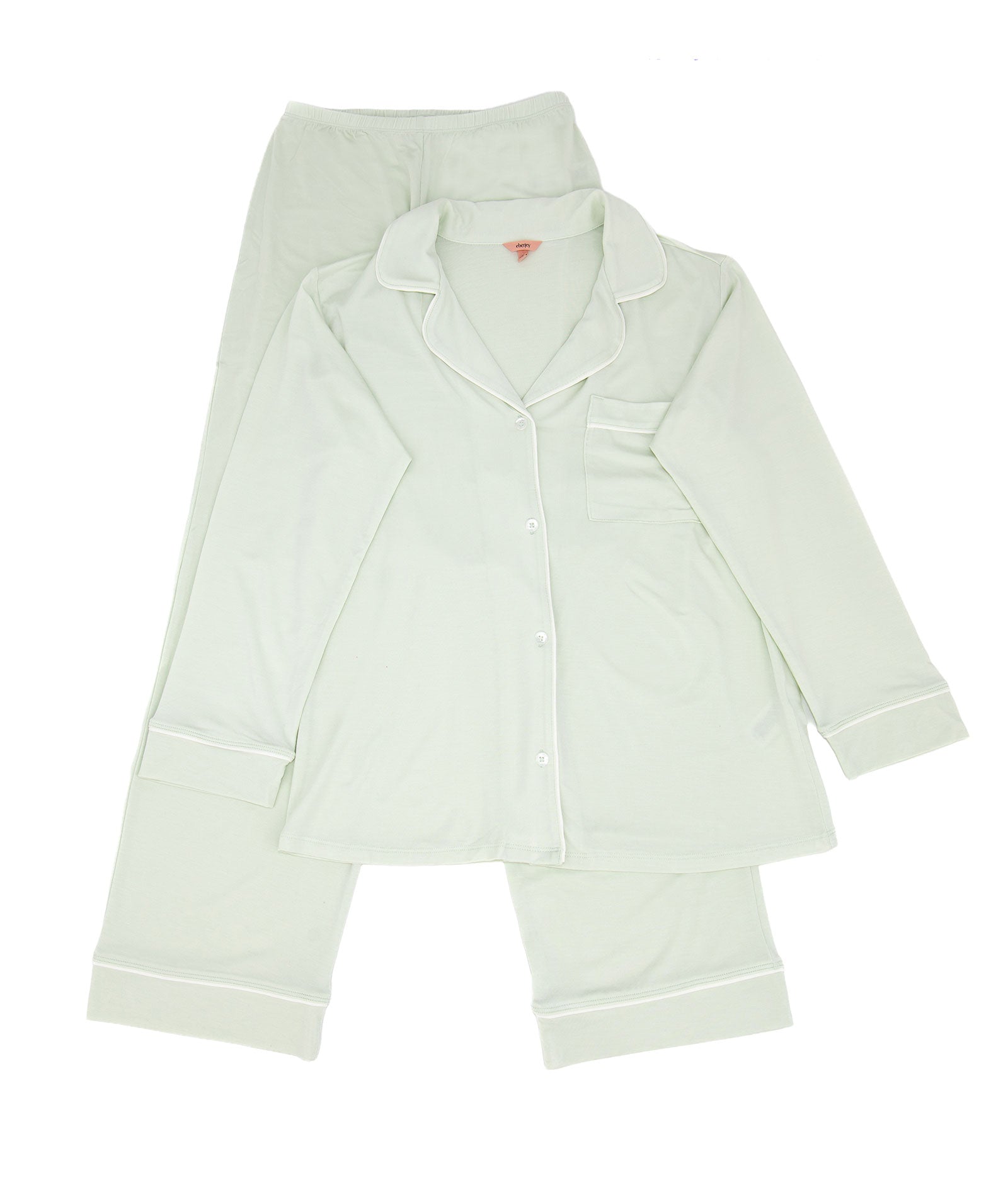 Eberjey Women Gisele Long PJ Set Seafoam/Ivory Accessories Eberjey Green Juniors/Women XXS