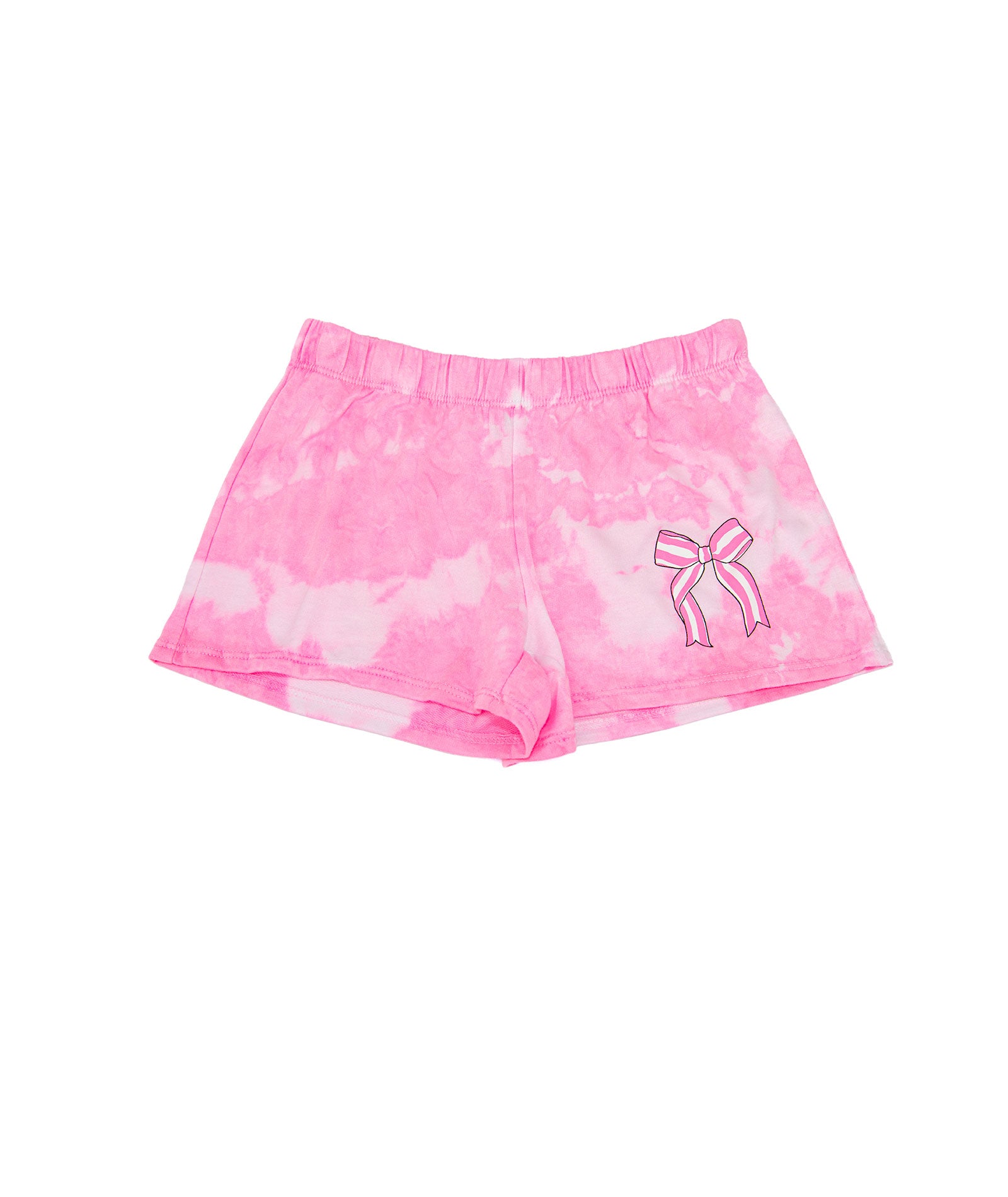 Firehouse Girls Neon Pink Cloud Stripe Bow Fleece Shorts