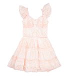 FBZ Girls Meredith Peach Eyelet Ruffle Dress Girls Casual Dresses FBZ Flowers By Zoe Floral Y/S (7/8)