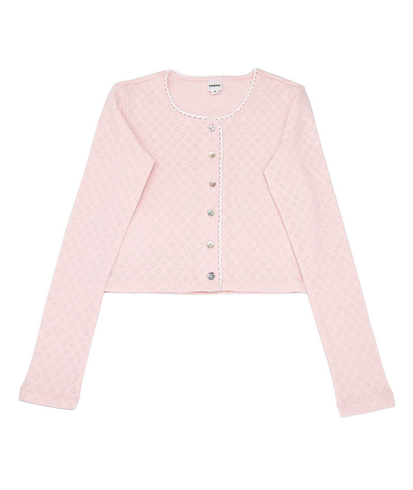 Theme Girls Marni Heart Pointelle Cardigan Girls Casual Tops Theme-NYC Ballet Pink Y/S (7/8)