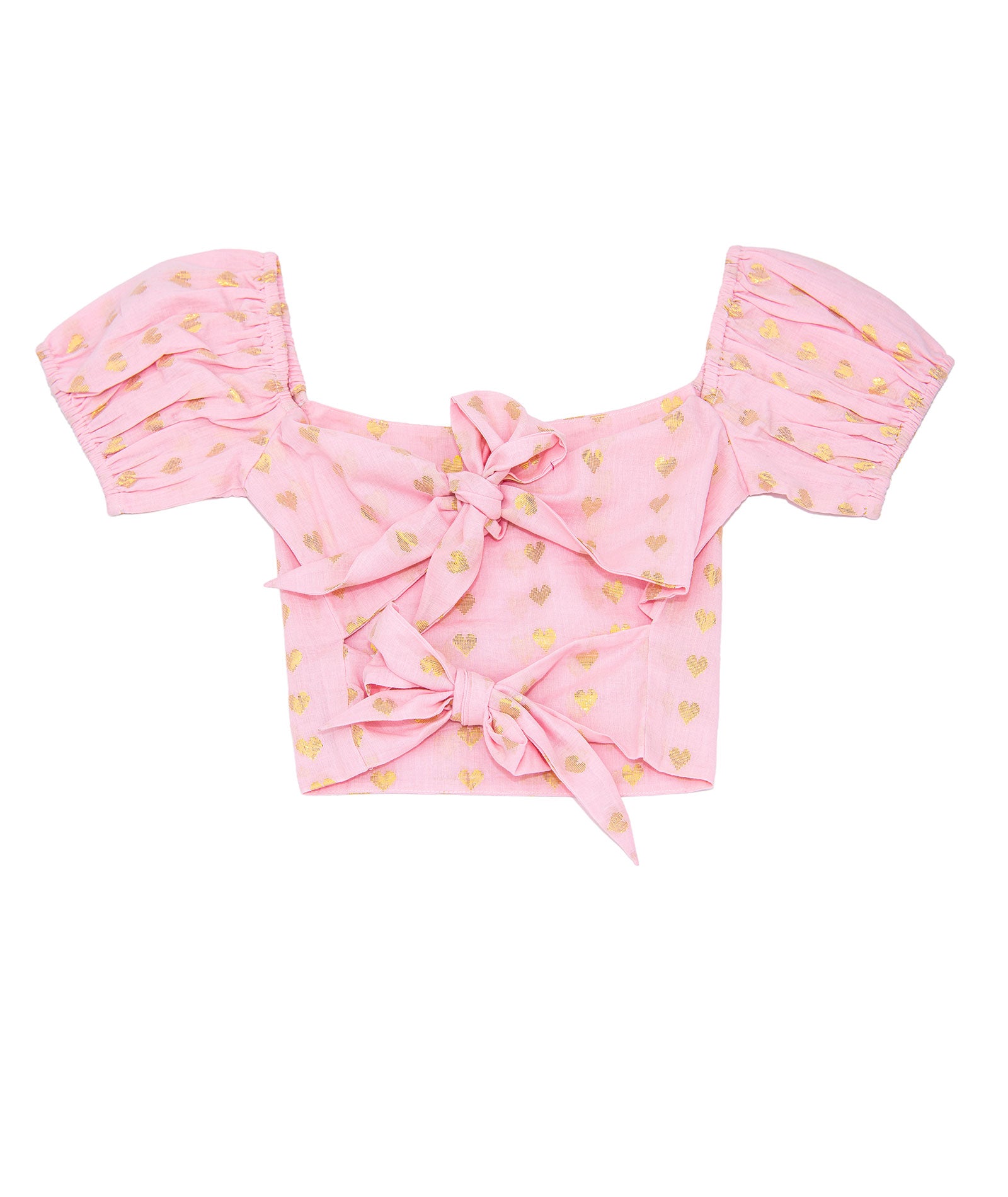 Theme Girls Noa Pastel Pink Hearts Tie Back Top Girls Casual Tops Theme-NYC