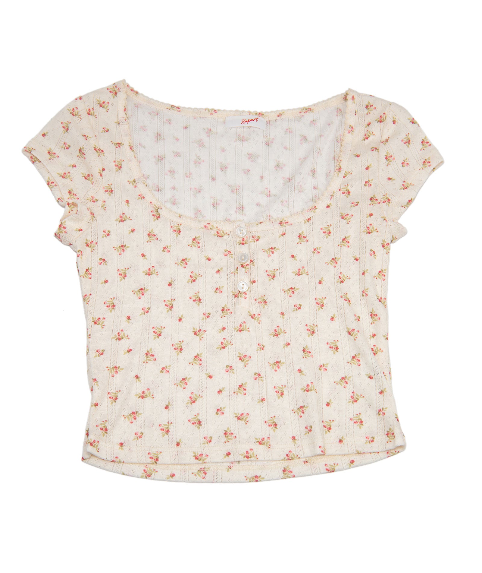 8apart Women Tommie Red Floral Baby Tee