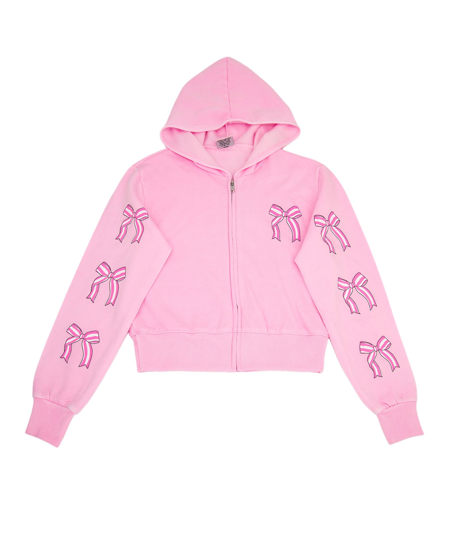 Firehouse Girls Ice Pink Stripe Bow Zip Hoodie
