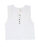 Ari Seamless Button Tank Girls Casual Tops Malibu Sugar White One Size Fits Most (Y/7-Y/14)
