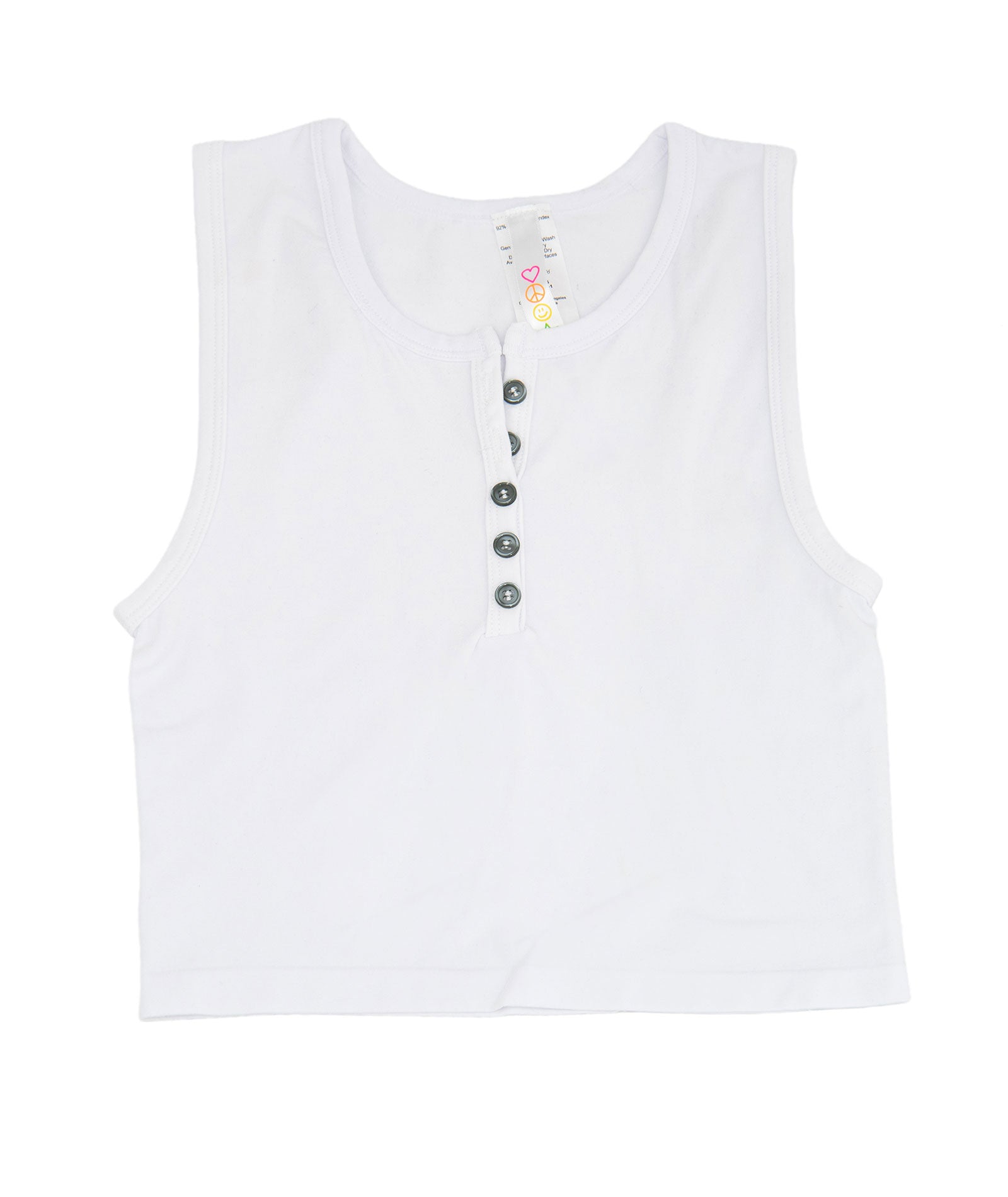 Ari Seamless Button Tank Girls Casual Tops Malibu Sugar White One Size Fits Most (Y/7-Y/14)