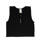 Ari Seamless Button Tank Girls Casual Tops Malibu Sugar Black One Size Fits Most (Y/7-Y/14)