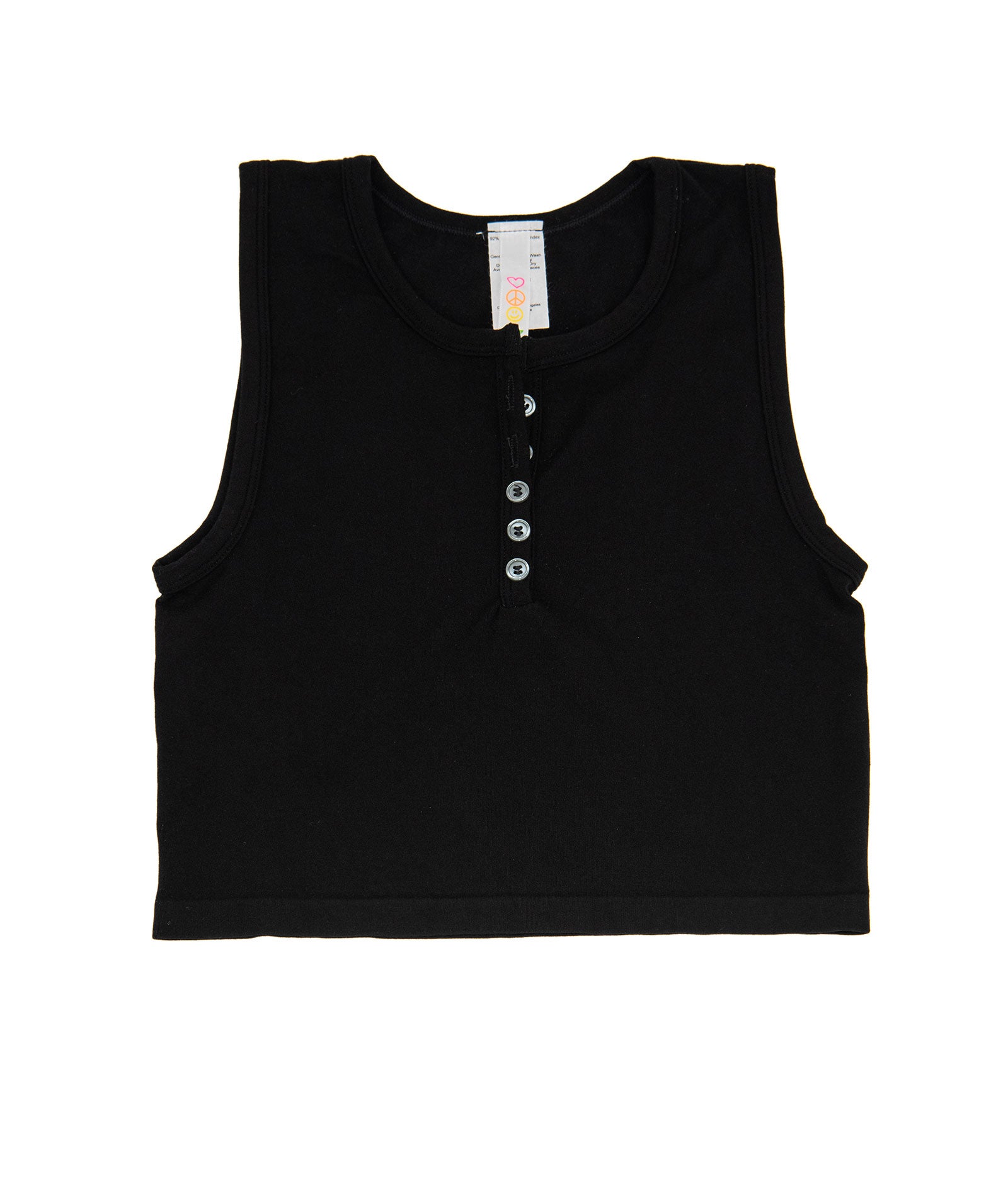 Ari Seamless Button Tank Girls Casual Tops Malibu Sugar Black One Size Fits Most (Y/7-Y/14)