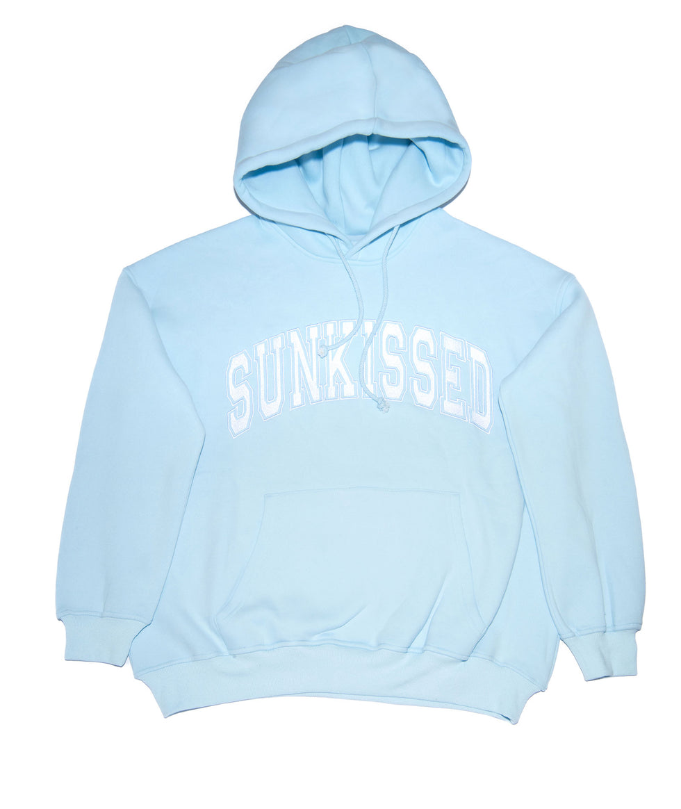 Sunkissed Coconut Juniors Varsity Embroidered Hoodie Ivory/Hibiscus
