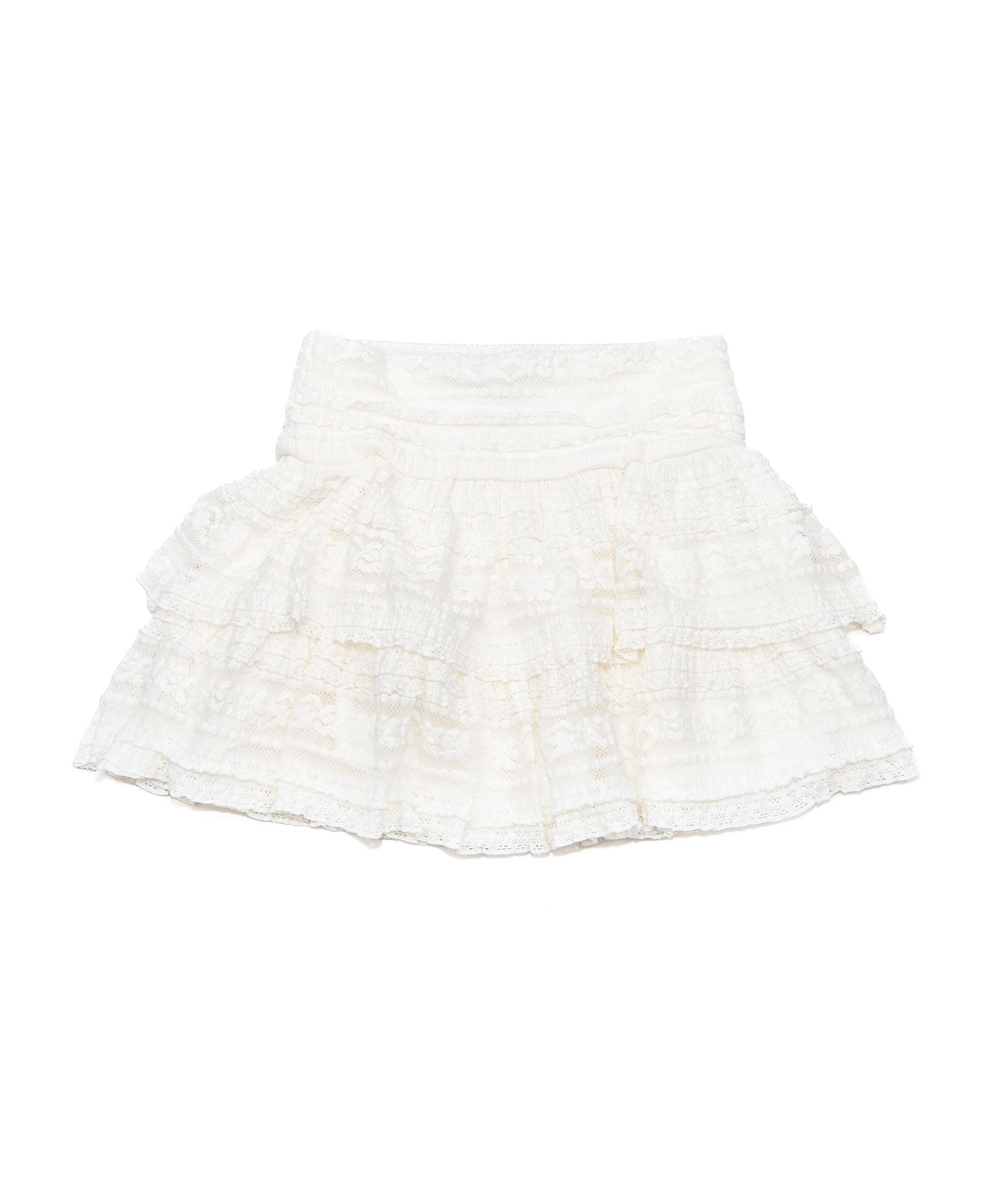 FBZ Girls Carrie Ruffle Line Lace Skirt Girls Casual Bottoms FBZ Flowers By Zoe White Y/S (7/8)