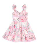 FBZ Girls Bree Print Gauze Dress Girls Casual Dresses FBZ Flowers By Zoe Pink Y/S (7/8)