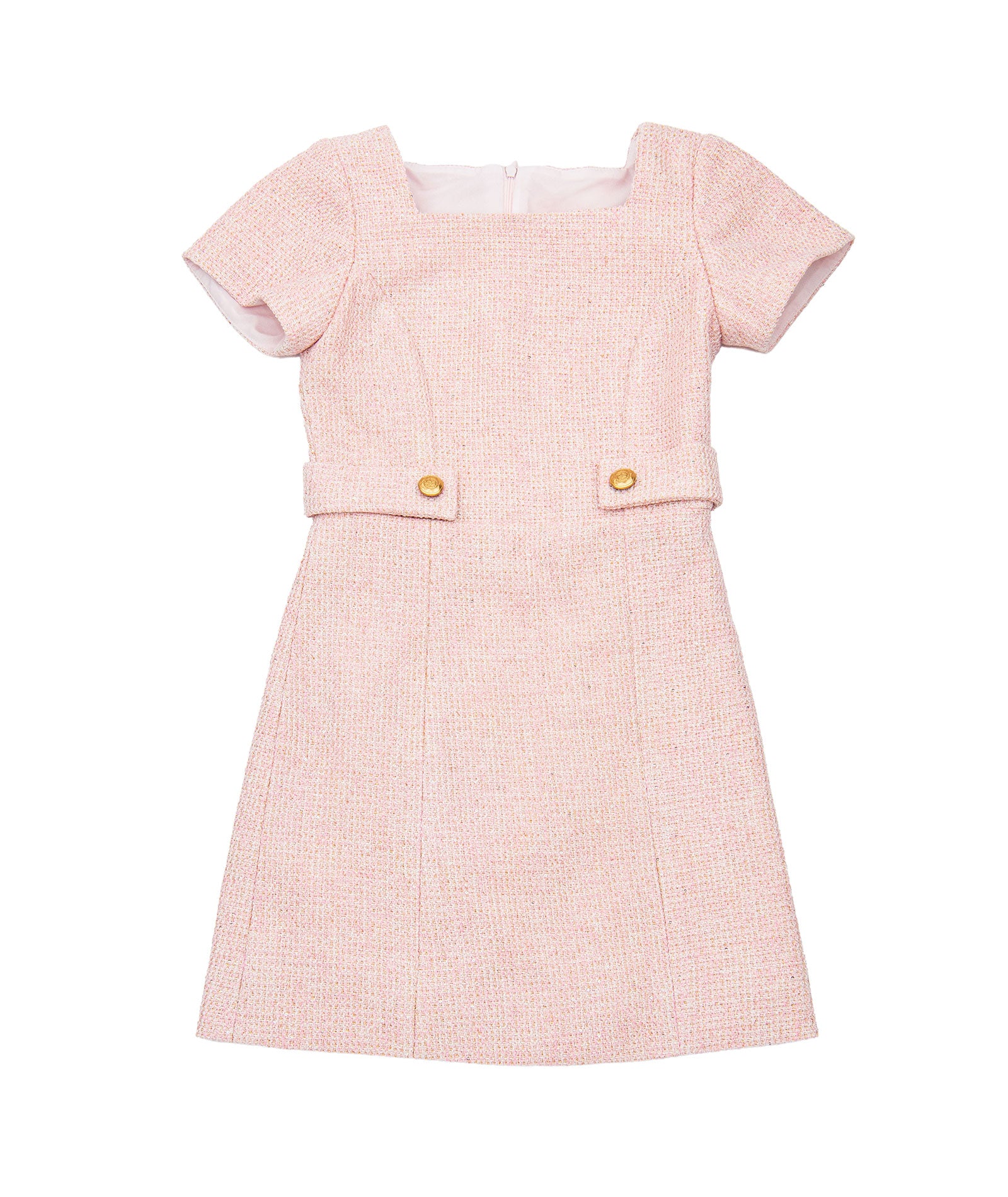 Zoe Ltd. Juniors Classic Tokyo Short Sleeve Button Waist Blush Dress