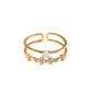 TAI Pastel Multi Flower and Pearl Adjustable Double Ring Jewelry - Trend TAI Gold