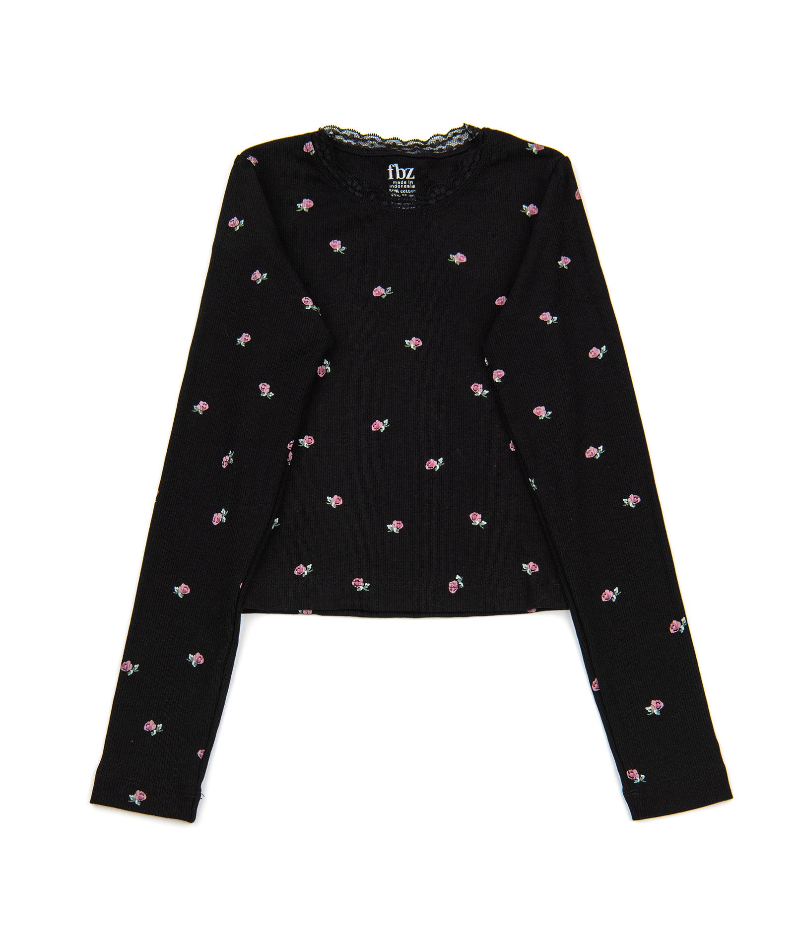 FBZ Girls Monroe Long Sleeve Floral Lace Top Girls Casual Tops FBZ Flowers By Zoe Floral Y/XS (6X)