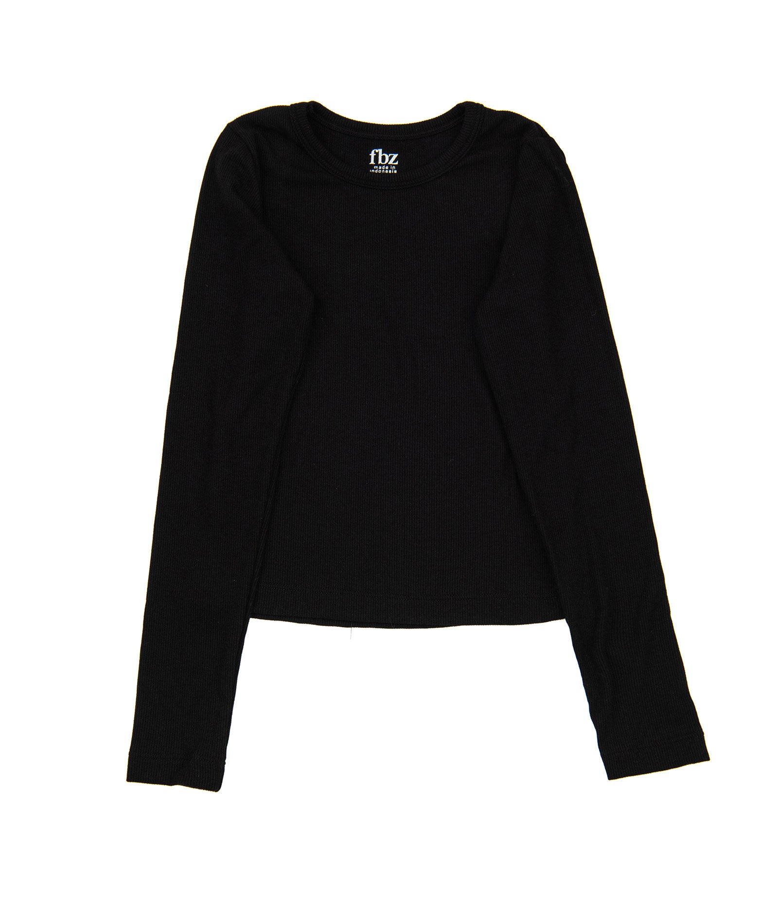 FBZ Girls Whitt Long Sleeve Rib Tee Girls Casual Tops FBZ Flowers By Zoe Black Y/S (7/8)