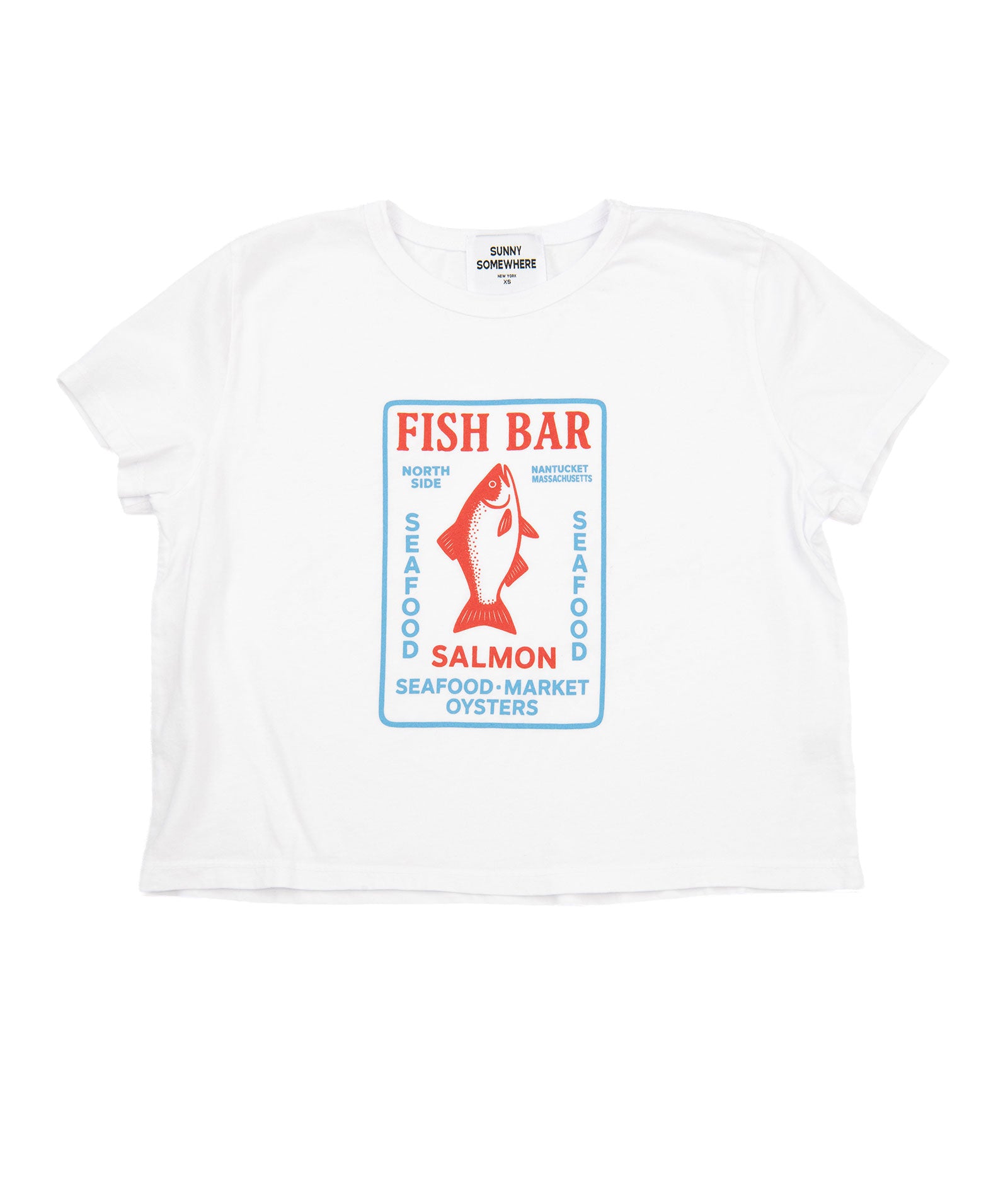 Sunny Somewhere Women Nantucket Fish Bar Tiny Tee Womens Casual Tops Sunny Somewhere White Juniors/Women XS